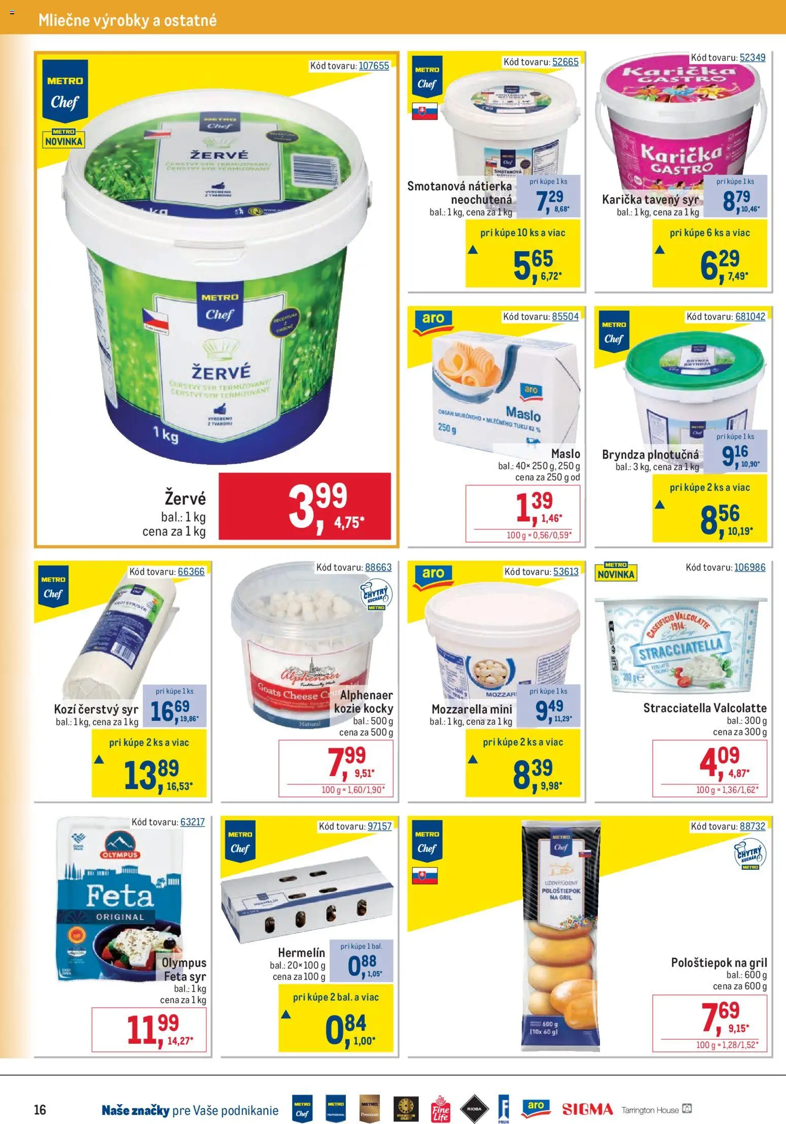 Nové Metro akcie – leták je platný od 22.04.2026 | Strana: 16 | Produkty: Gril, Maslo, Feta, Bryndza