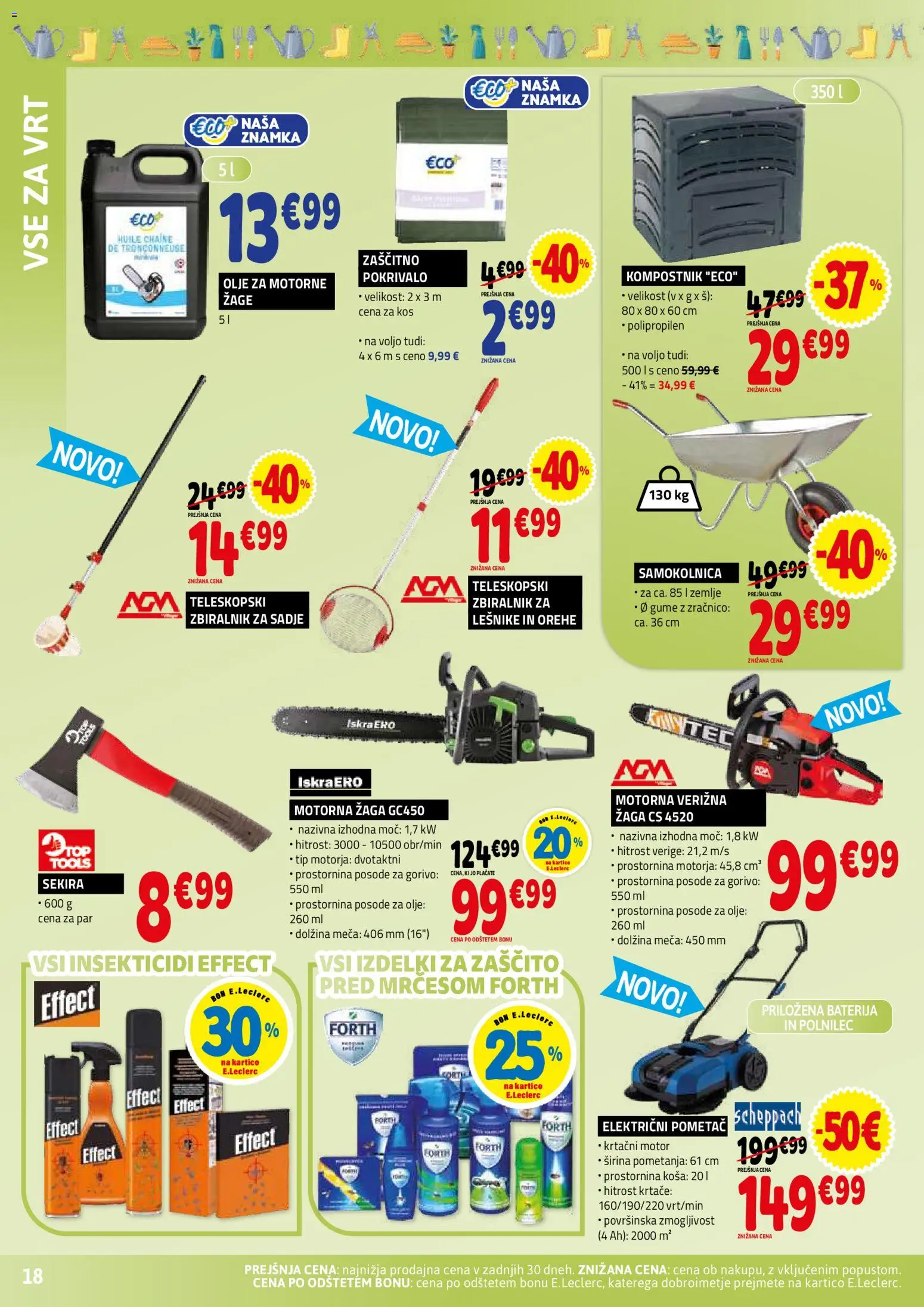 Novi E.leclerc katalog ponudbe – veljaven od 02.09.2026 | Stran: 18 | Izdelki: Baterija, Kos, Olje, Samokolnica