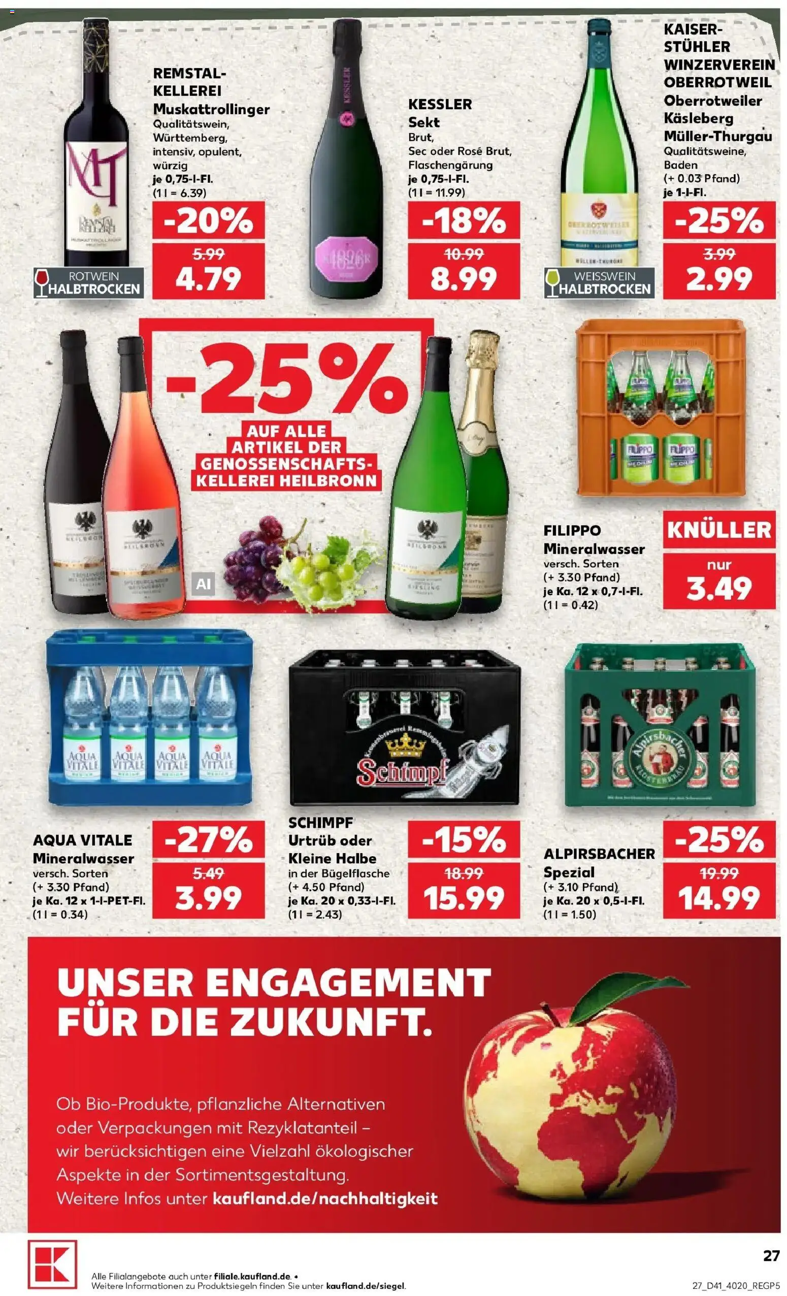 Prospekt Kaufland ab 05.10.2026 » Angebote Online zum Blättern | Seite: 37 | Produkte: Weißwein, Rotwein, Sekt, Mineralwasser