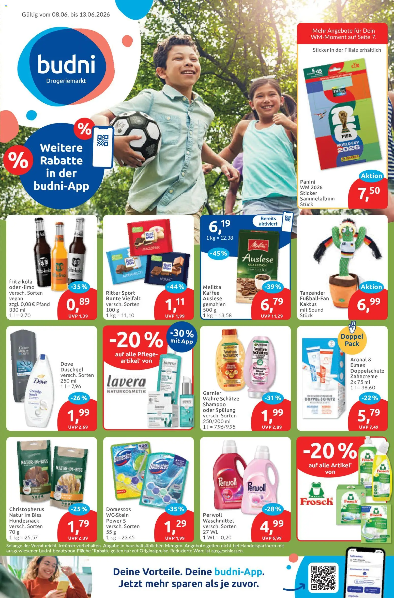 Budni Prospekt – gültig ab 08.06.2026 | Seite: 1 | Produkte: Ritter sport, Perwoll, Shampoo, Duschgel