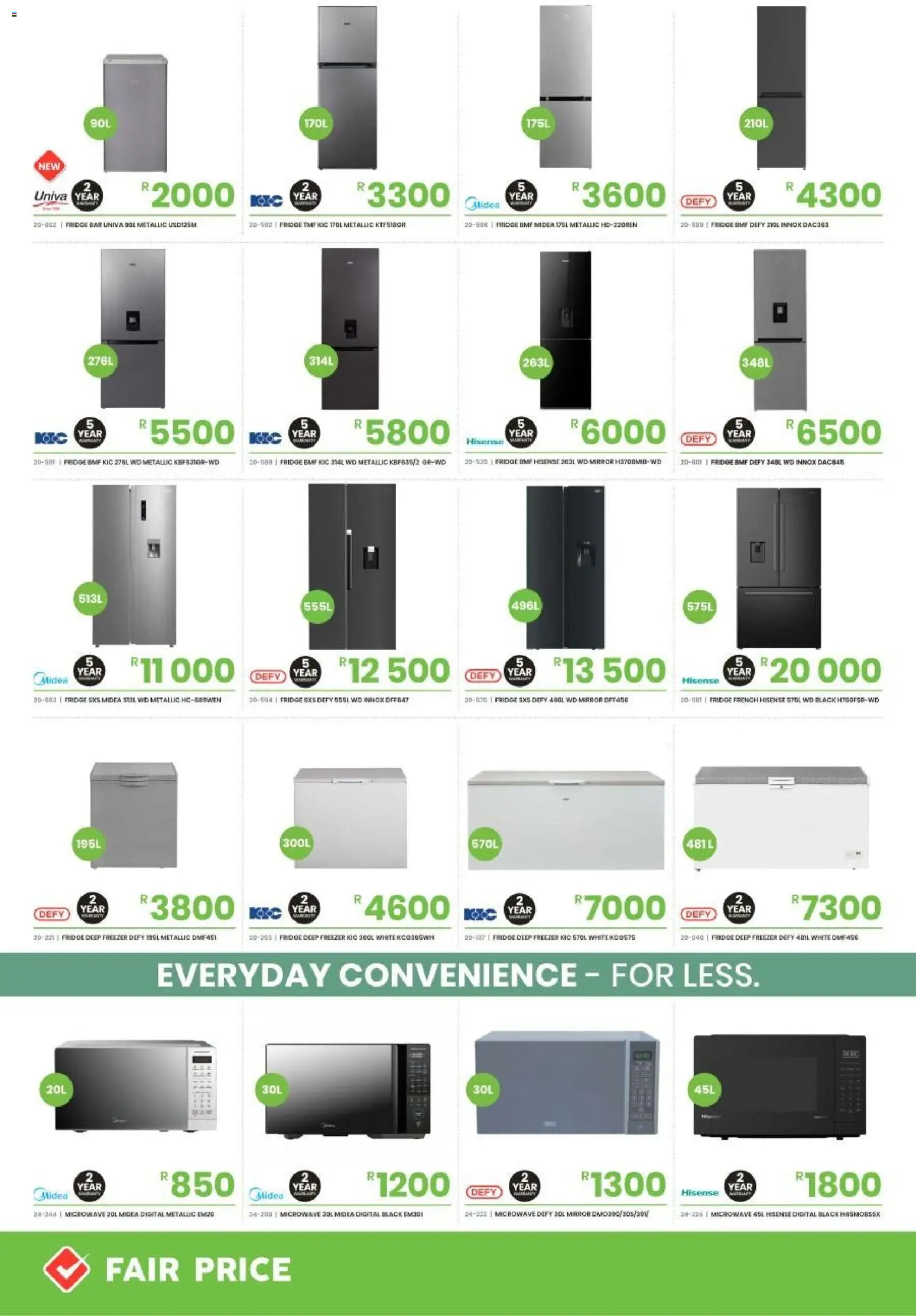 New Fair Price catalogue – valid from 01/10/2026 | Page: 2 | Products: Freezer, Mirror, Fridge, Microwave