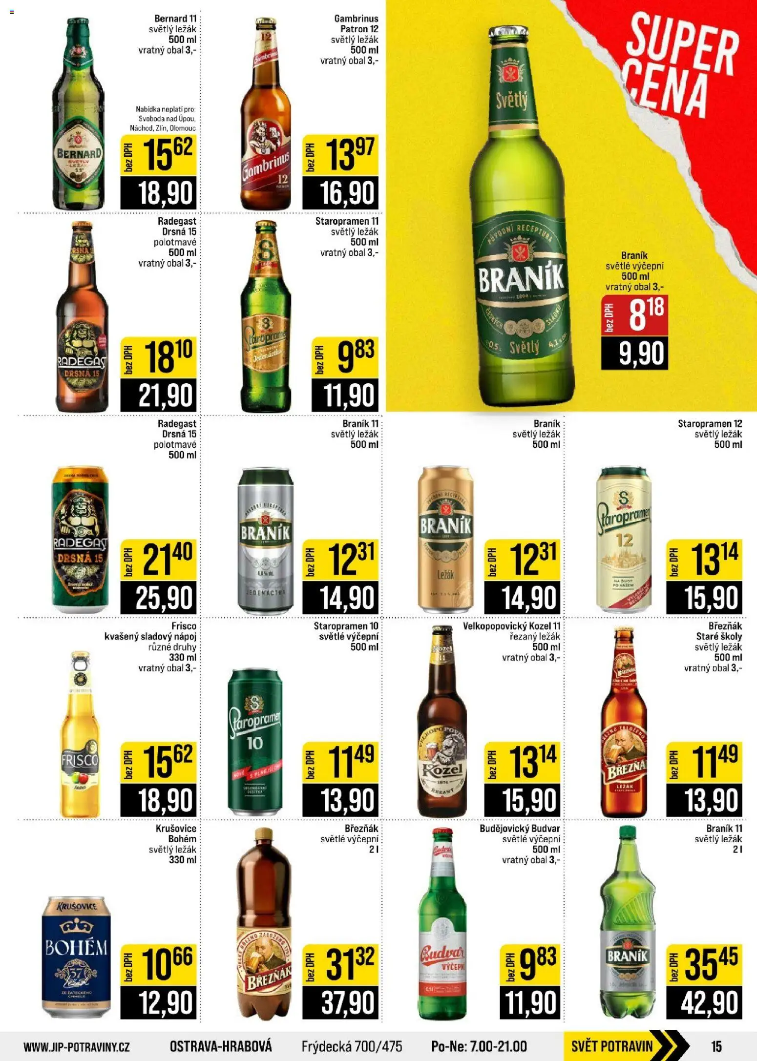 Jip leták - Cash & Carry od 30.09.2026 | Strana: 15 | Produkty: Kozel, Staropramen 11, Krušovice, Braník 11
