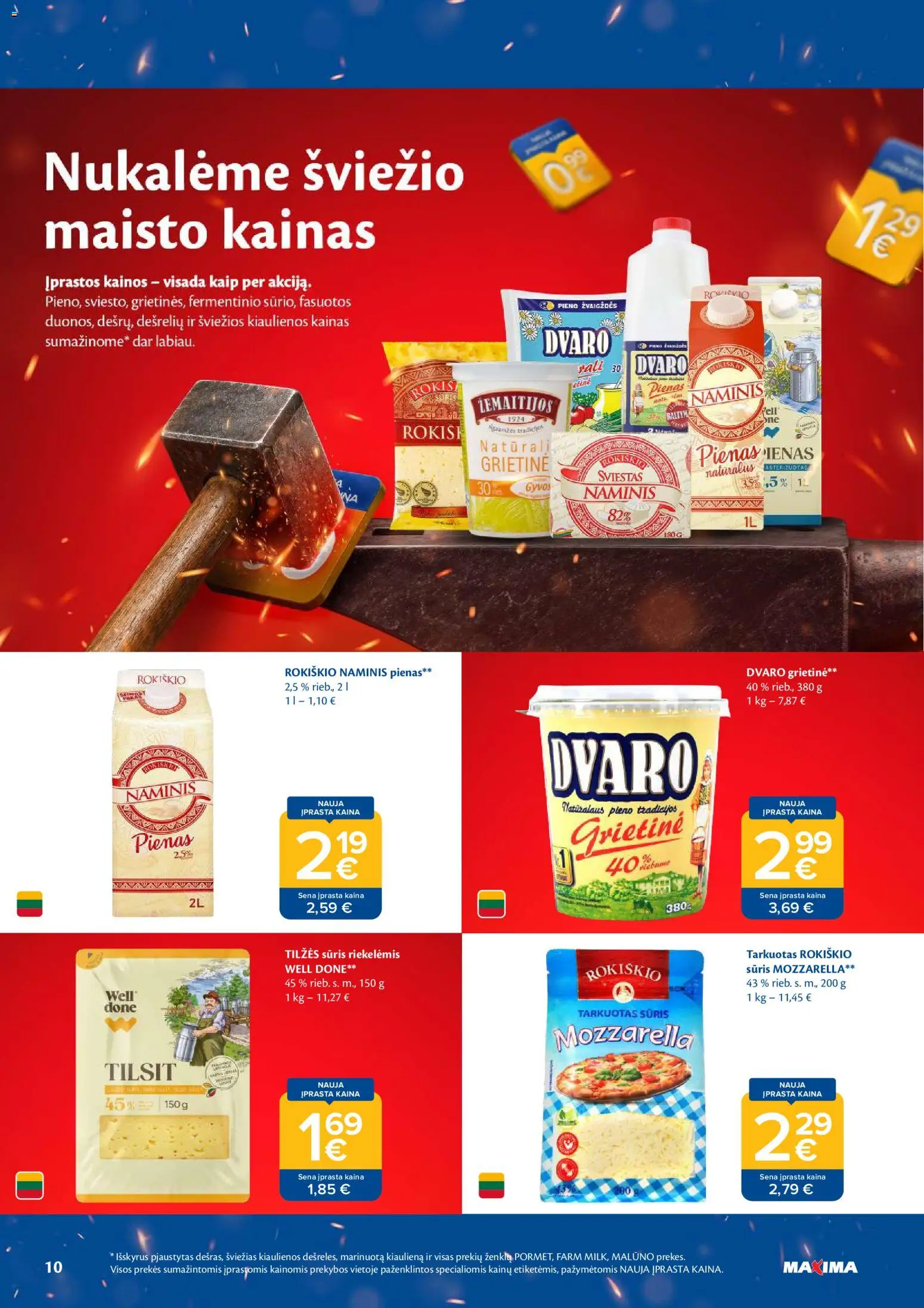 MAXIMA akcijos nuo 2026.09.01 | Puslapis: 10 | Prekių: Kiaulienos, Pienas, Sūris, Grietinė