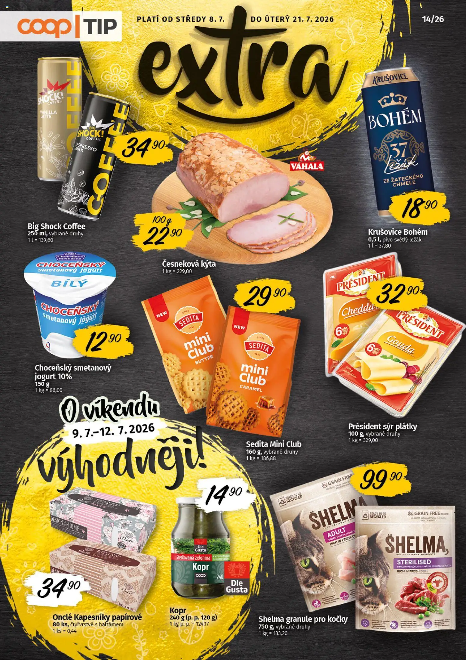 Coop leták - Tip Extra od 08.07.2026 | Strana: 1 | Produkty: Sýr, Jogurt, Zelenina, Big Shock