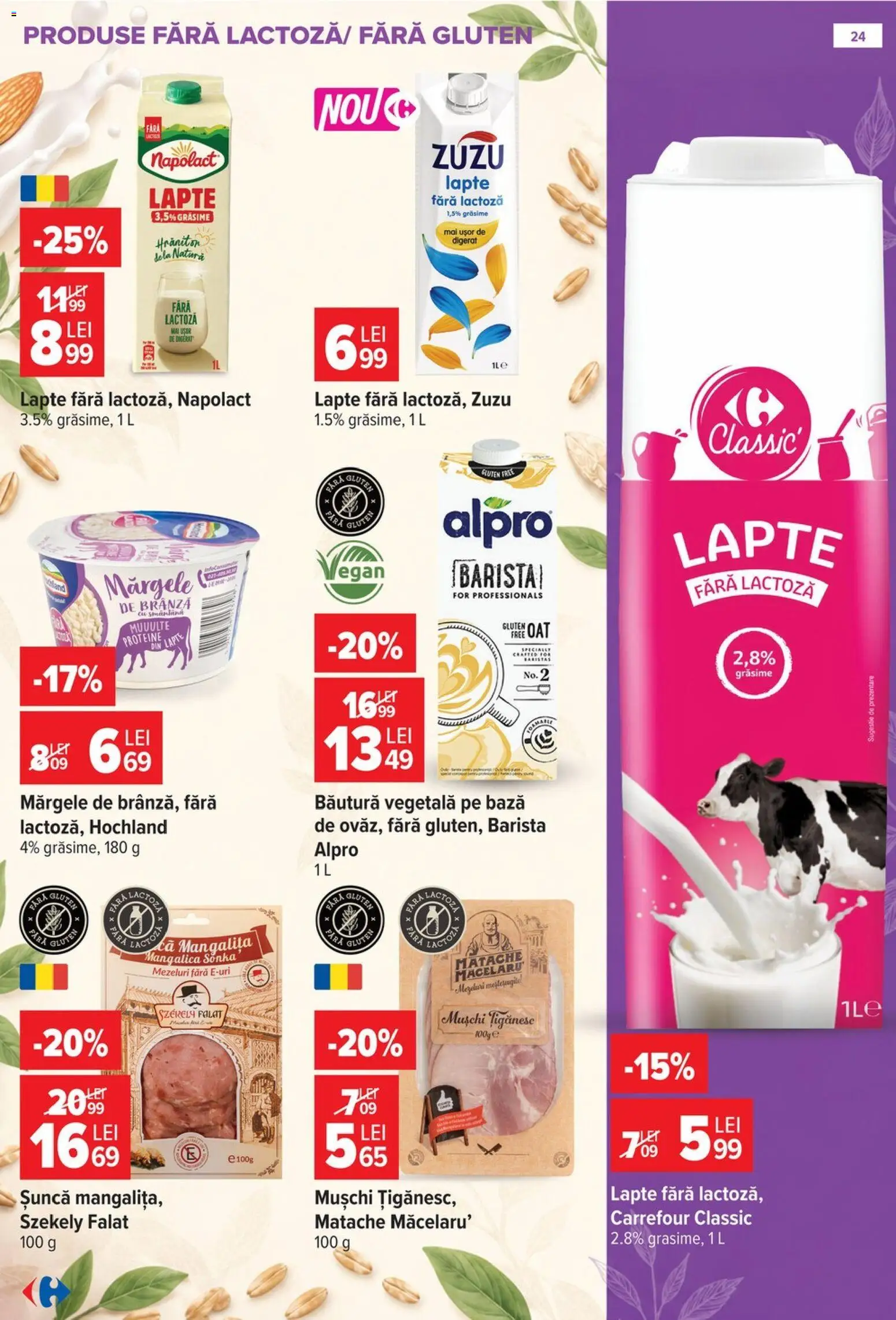 Noul catalog Carrefour – valabil de la 14.10.2026 | Pagină: 24 | Produse: Carrefour Classic, Lapte fara lactoza, Proteine, Brânză