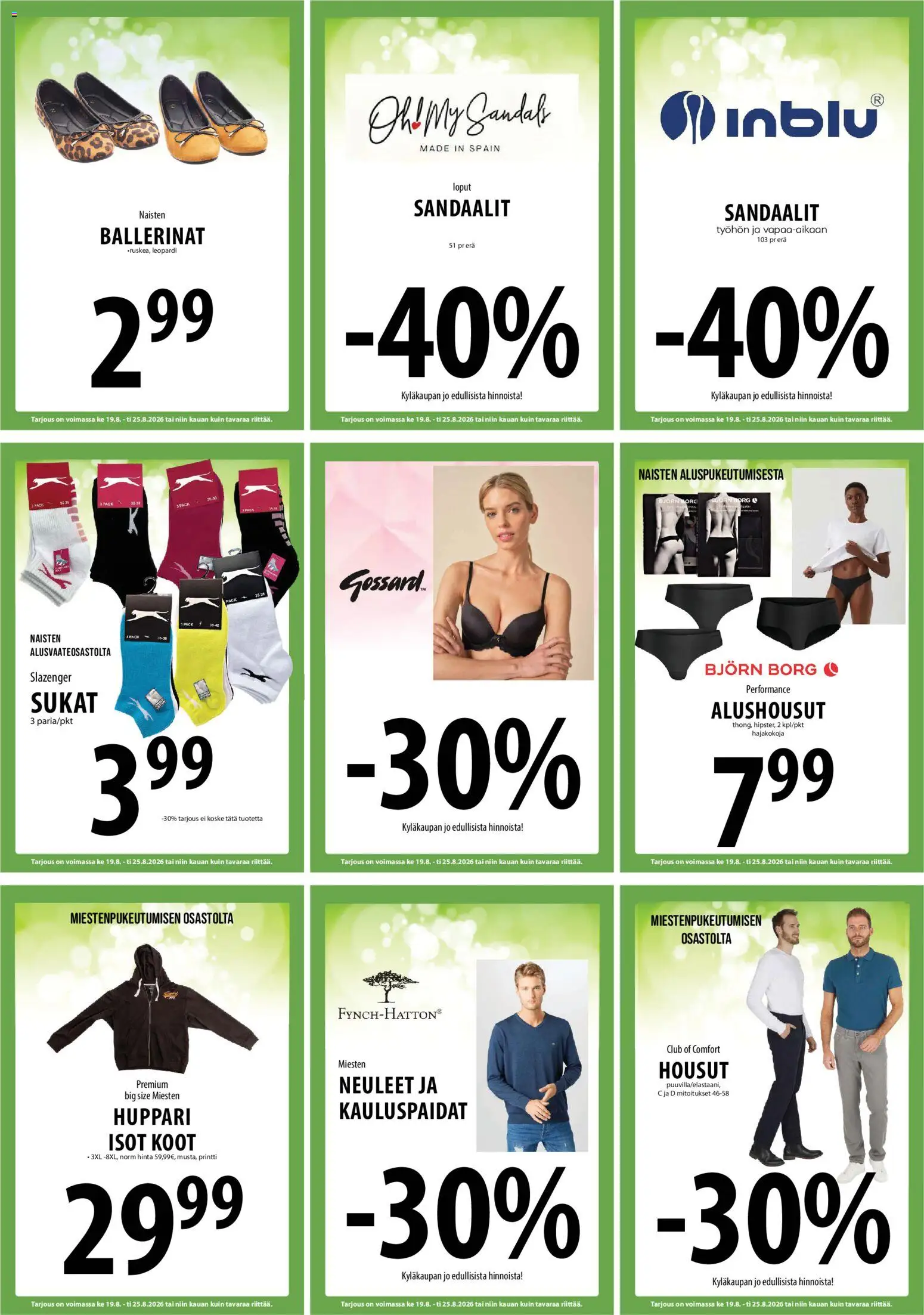 Tuuri tarjoukset – voimassa 19/08/2026 alkaen | Sivu: 13 | Tuotteet: Huppari, Housut, Sukat, Sandaalit