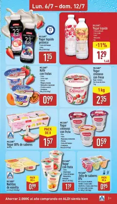 Vista previa MILSANI, Yogur cremoso, con fruta, Yogur cremoso con fruta. Sabores: Piña, Fresa, Maracuyá y melocotón, Plátano, Frutos del bosque, Frambuesa. 150 g (3.93 €/kg) válido desde el 06/07/2026 | Página: 11