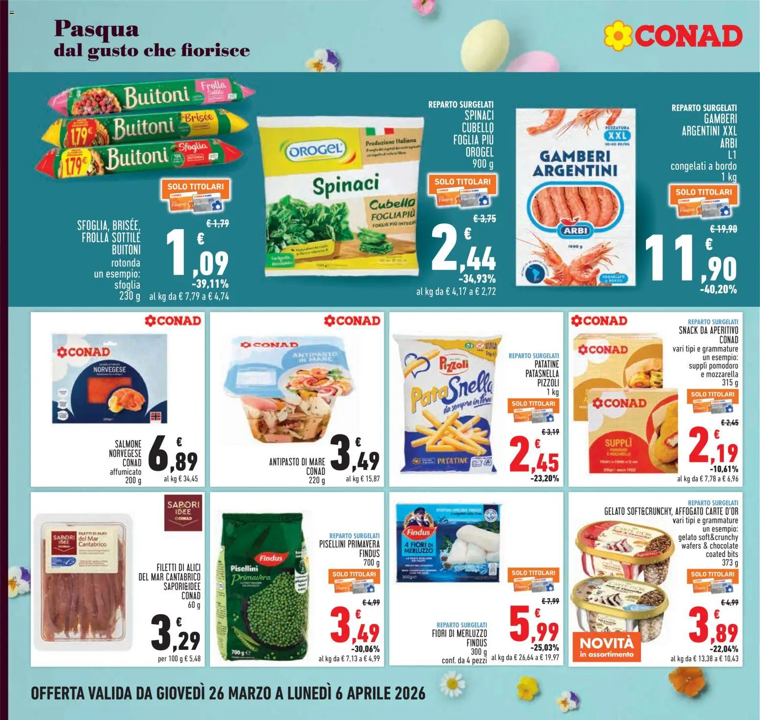 Volantino Conad del 26.03.2026 | Pagina: 12 | Prodotti: Gamberi, Mozzarella, Pomodoro, Alici