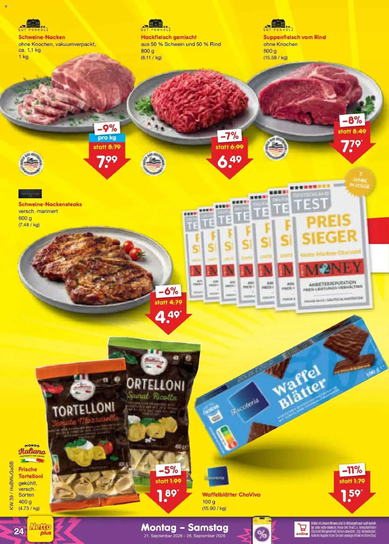 Netto Marken-Discount Prospekt Hannover – gültig ab 21.09.2026 | Seite: 36 | Produkte: Schweinenacken, Suppenfleisch, Hackfleisch