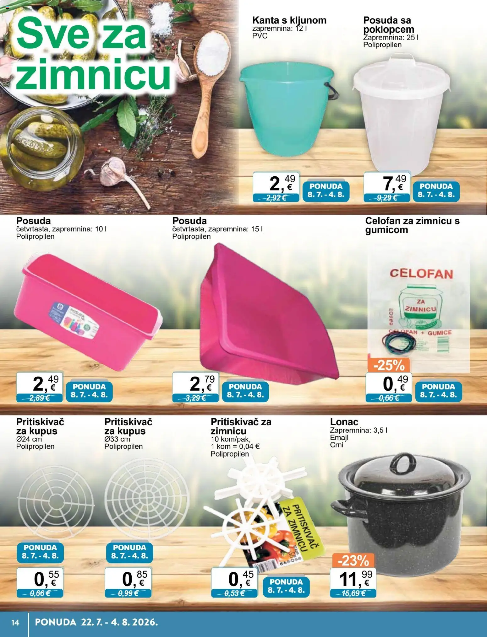 KTC katalog | vrijedi od 22.07.2026 | Stranica: 14 | Proizvodi: Celofan, Kupus, Lonac, Gumice