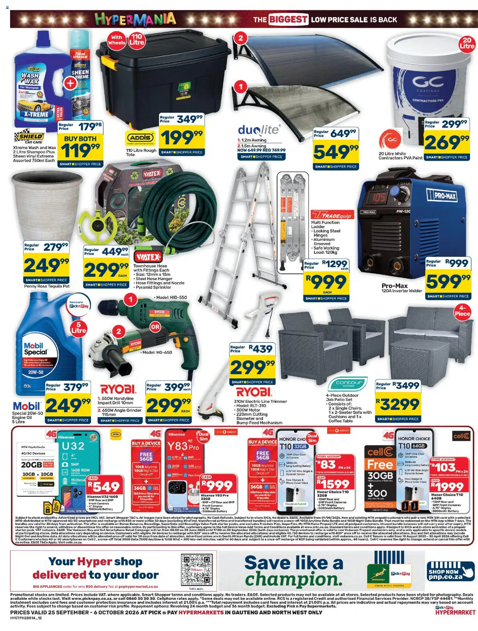 New Pick n Pay catalogue – valid from 25/09/2026 | Page: 12 | Products: Phone, Grinder, Oil, Shampoo