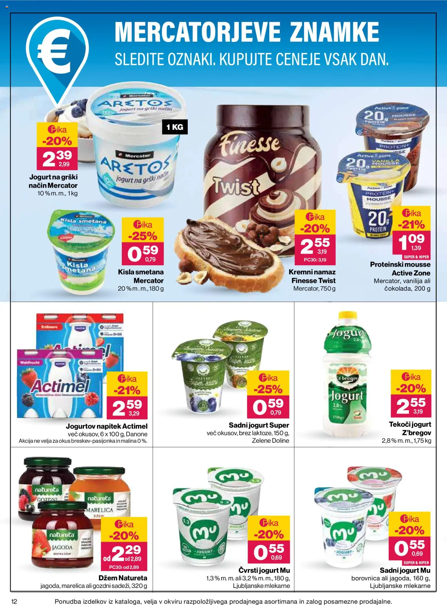 Novi Mercator katalog ponudbe – veljaven od 13.08.2026 | Stran: 12 | Izdelki: Grški jogurt, Jogurt, Kisla smetana, Smetana