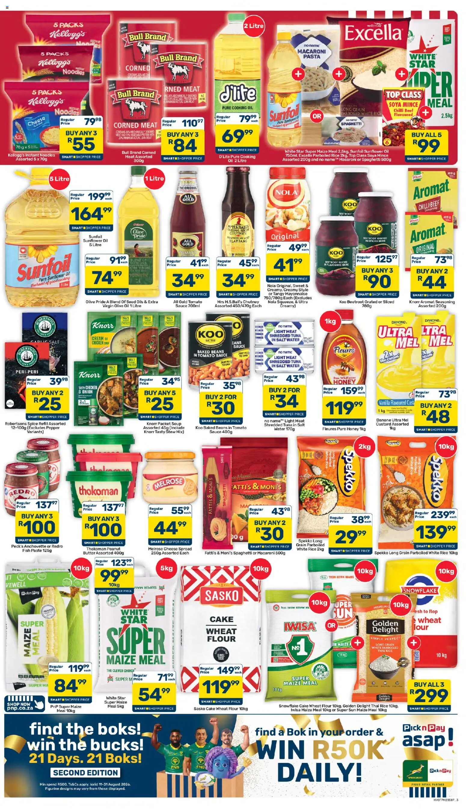 New Pick n Pay catalogue – valid from 25/08/2026 | Page: 3 | Products: Chicken, Noodles, Aromat, Spaghetti