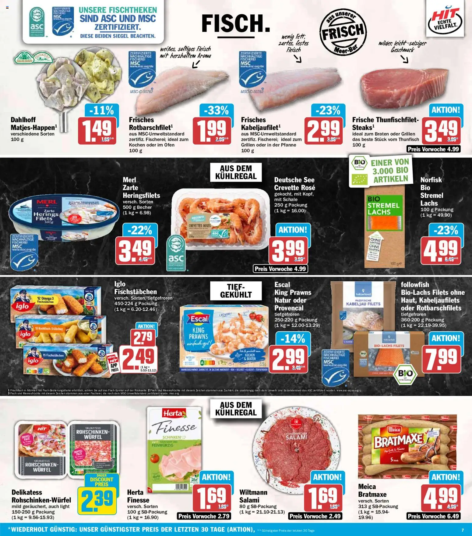 HIT Prospekt – gültig ab 15.06.2026 | Seite: 7 | Produkte: Meica, Lachs, Fischstabchen, Fleisch