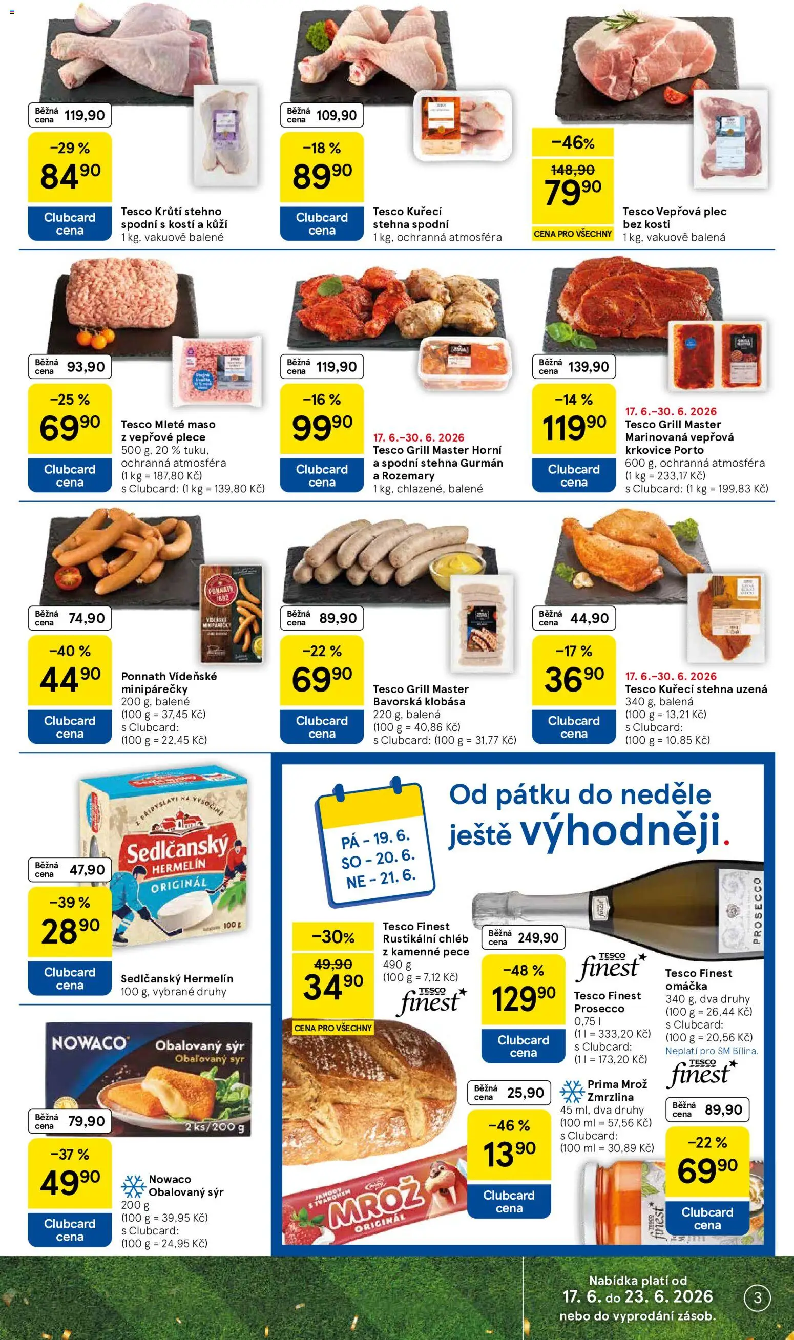 Tesco leták - Supermarket od 17.06.2026 | Strana: 3 | Produkty: Sýr, Test, Finest, Zmrzlina