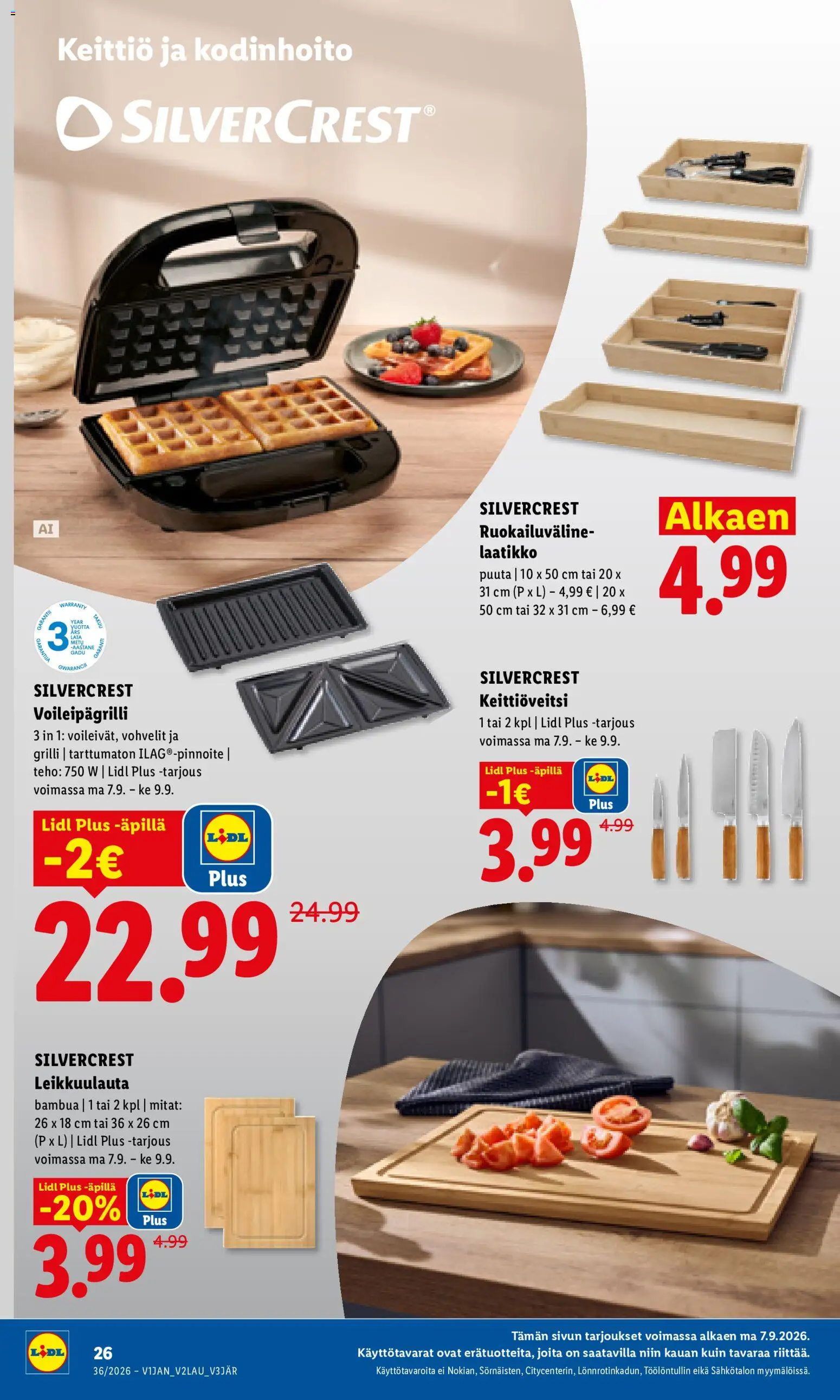 Lidl tarjoukset - Rovaniemi – voimassa 07/09/2026 alkaen | Sivu: 12 | Tuotteet: Voileipägrilli, Keittiö, Laatikko, Vohvelit