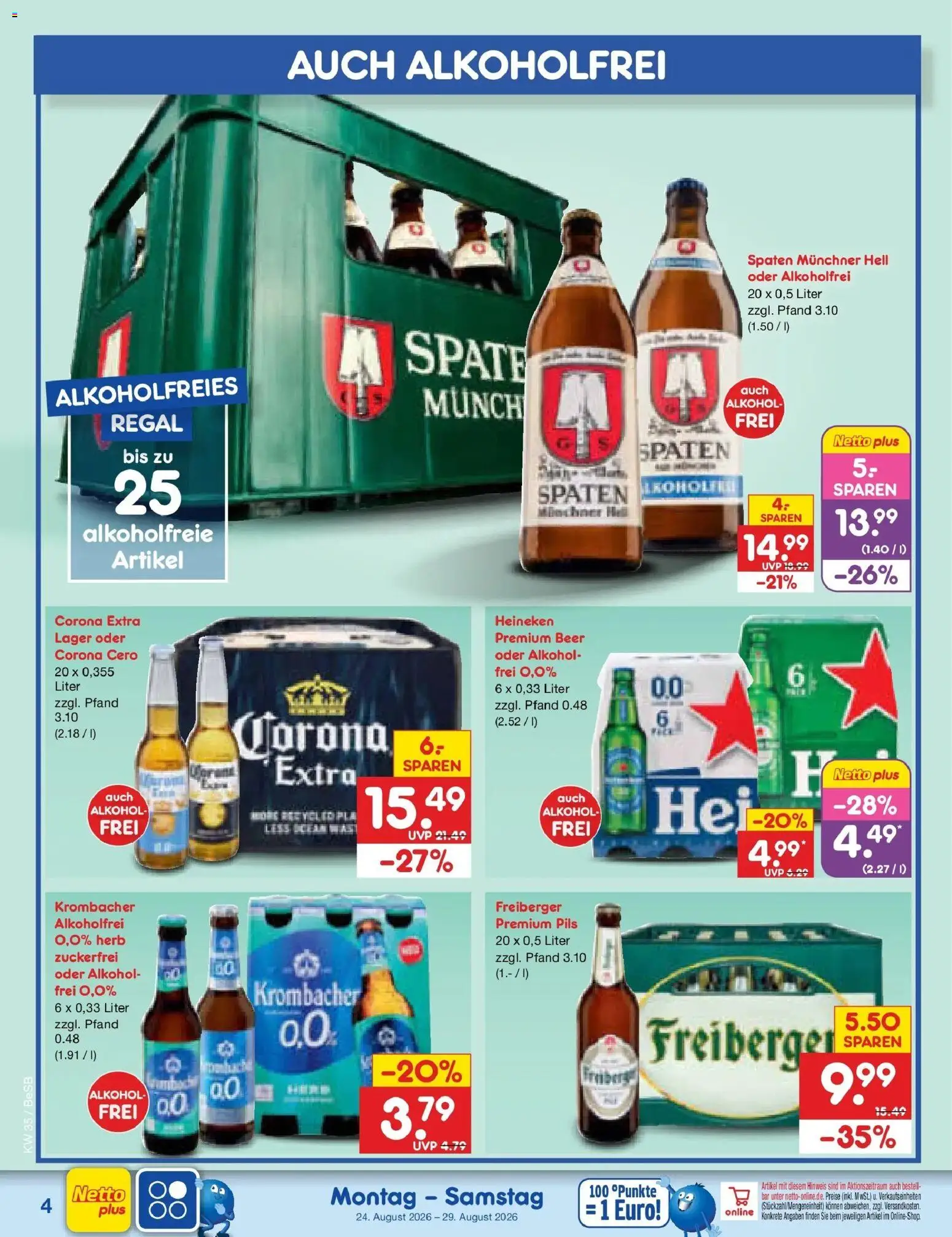Netto Marken-Discount Prospekt Berlin-Prenzlauer Berg – gültig ab 24.08.2026 | Seite: 4 | Produkte: Regal, Pils, Heineken, Alkohol