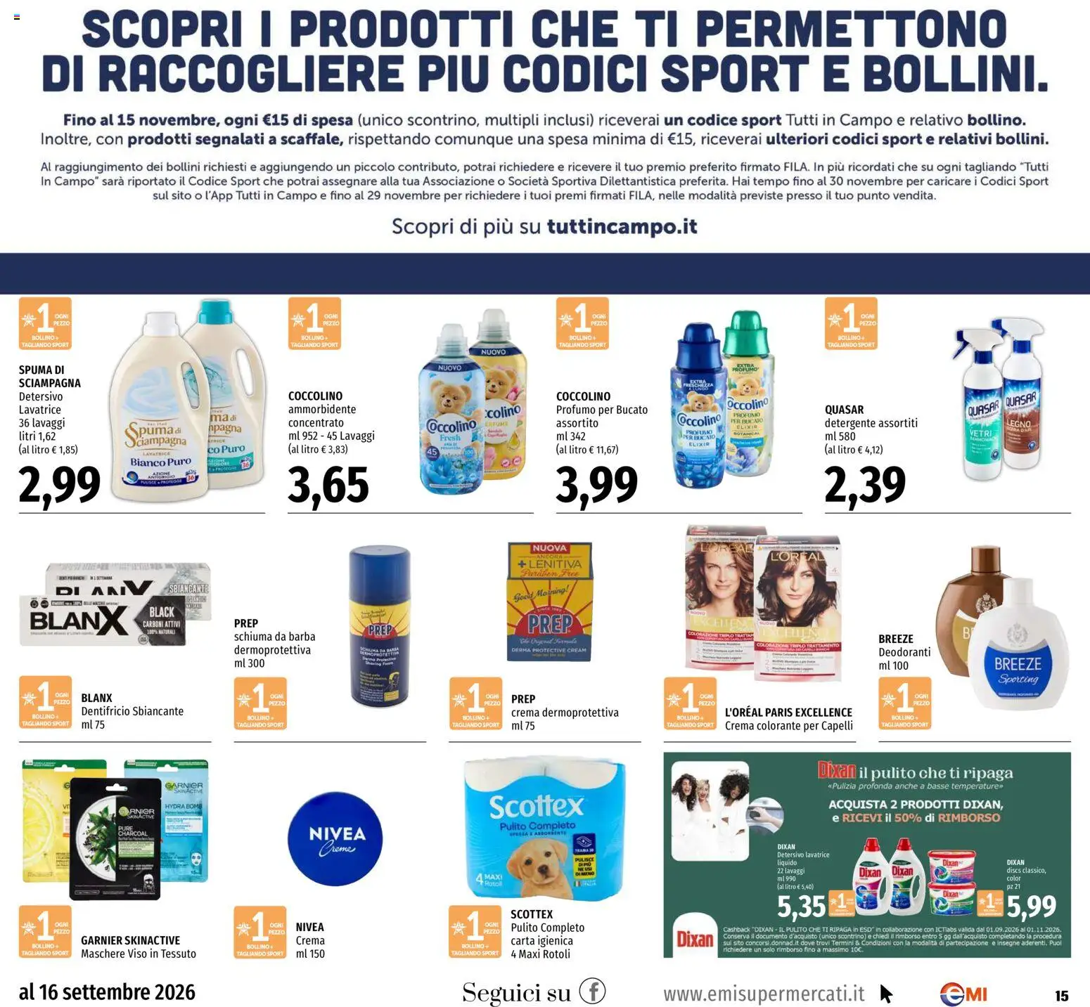 Volantino EMI del 03/09/2026 | Pagina: 15 | Prodotti: Schiuma, Crema, Dentifricio, Detergente