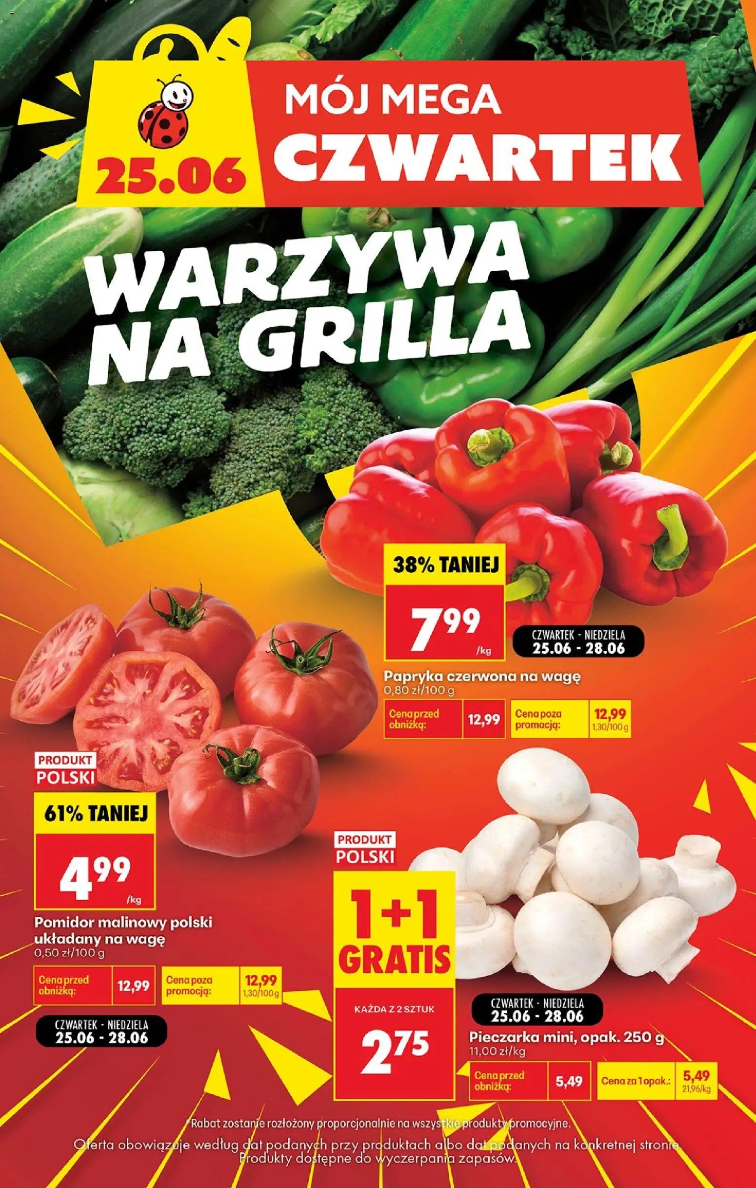 Biedronka gazetka - Mój Mega Czwartek od 25.06.2026 | Strona: 1 | Produkty: Pomidor malinowy, Papryka, Papryka czerwona, Warzywa
