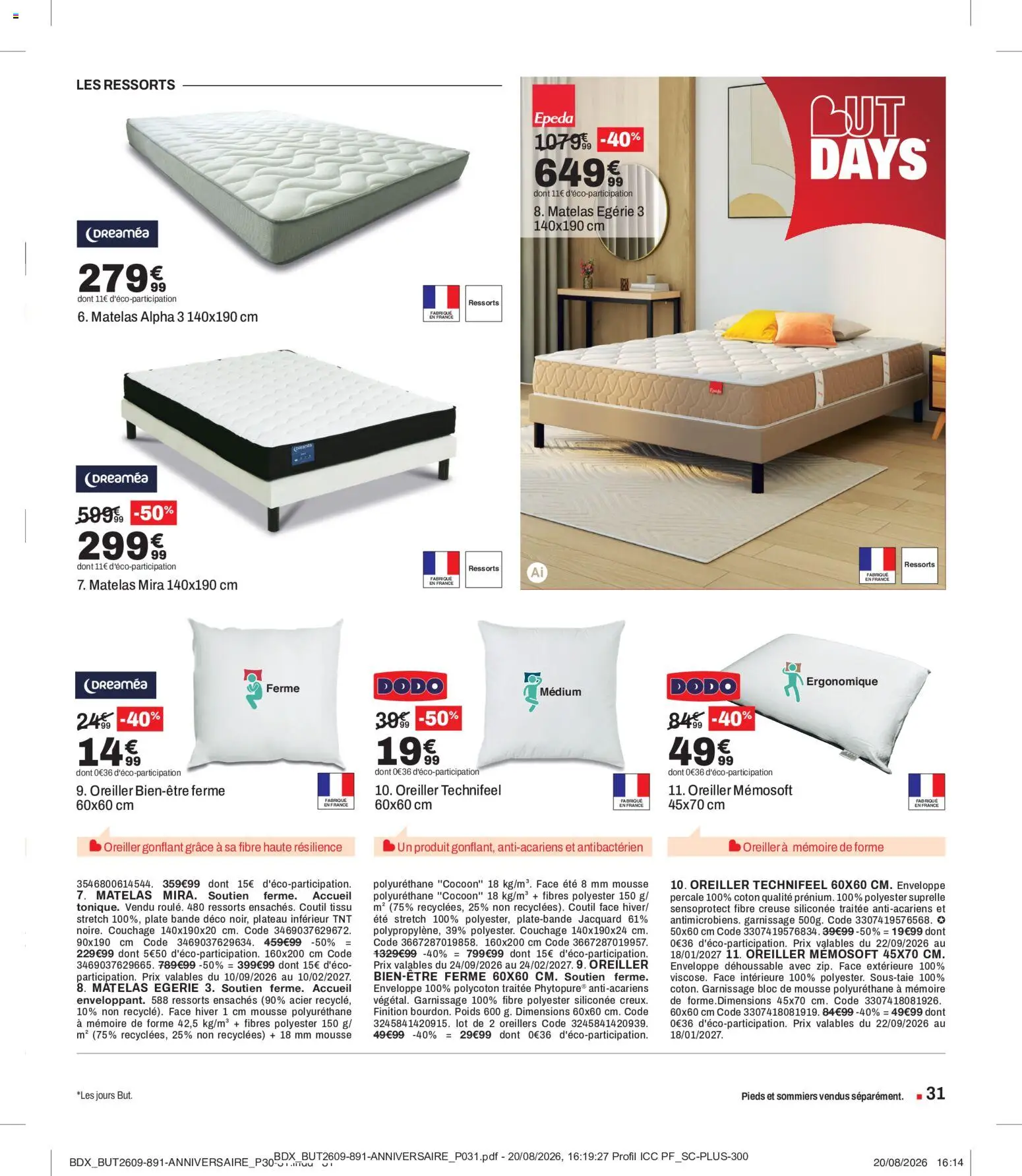 {H1} | Page: 31 | Produits: Plateau, Coton, Mousse, Oreillers