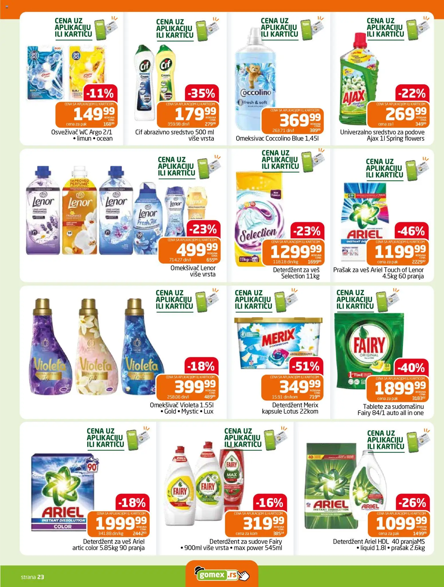 Gomex katalog - važi od 30.09.2026 | Strana: 23 | Proizvode: Omekšivač, Lotus, Ajax, Coccolino