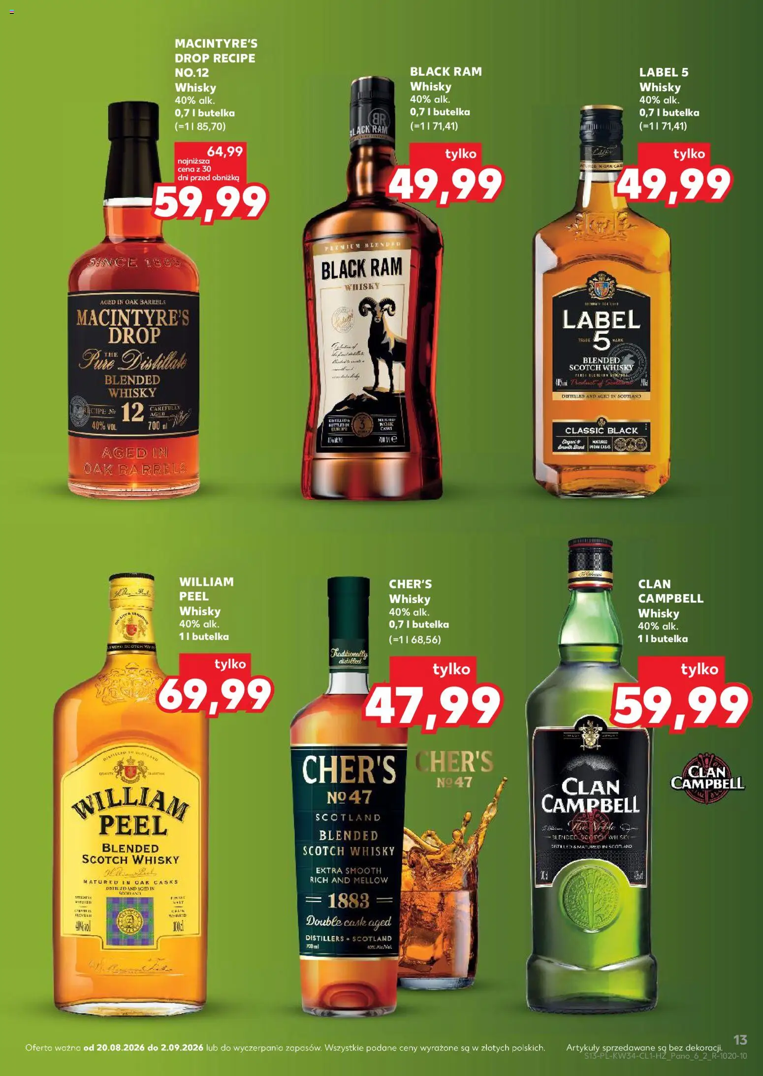 Kaufland Polsko leták - Barek od 20.08.2026 | Strana: 13 | Produkty: Med, Whisky
