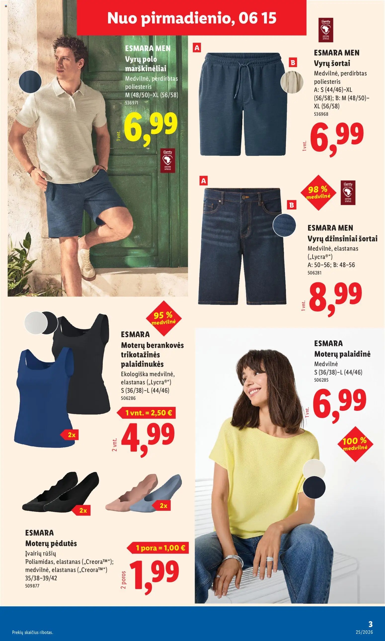 LIDL akcijos nuo 15.06.2026 | Puslapis: 3 | Prekių: Palaidinė, Marškinėliai, Šortai