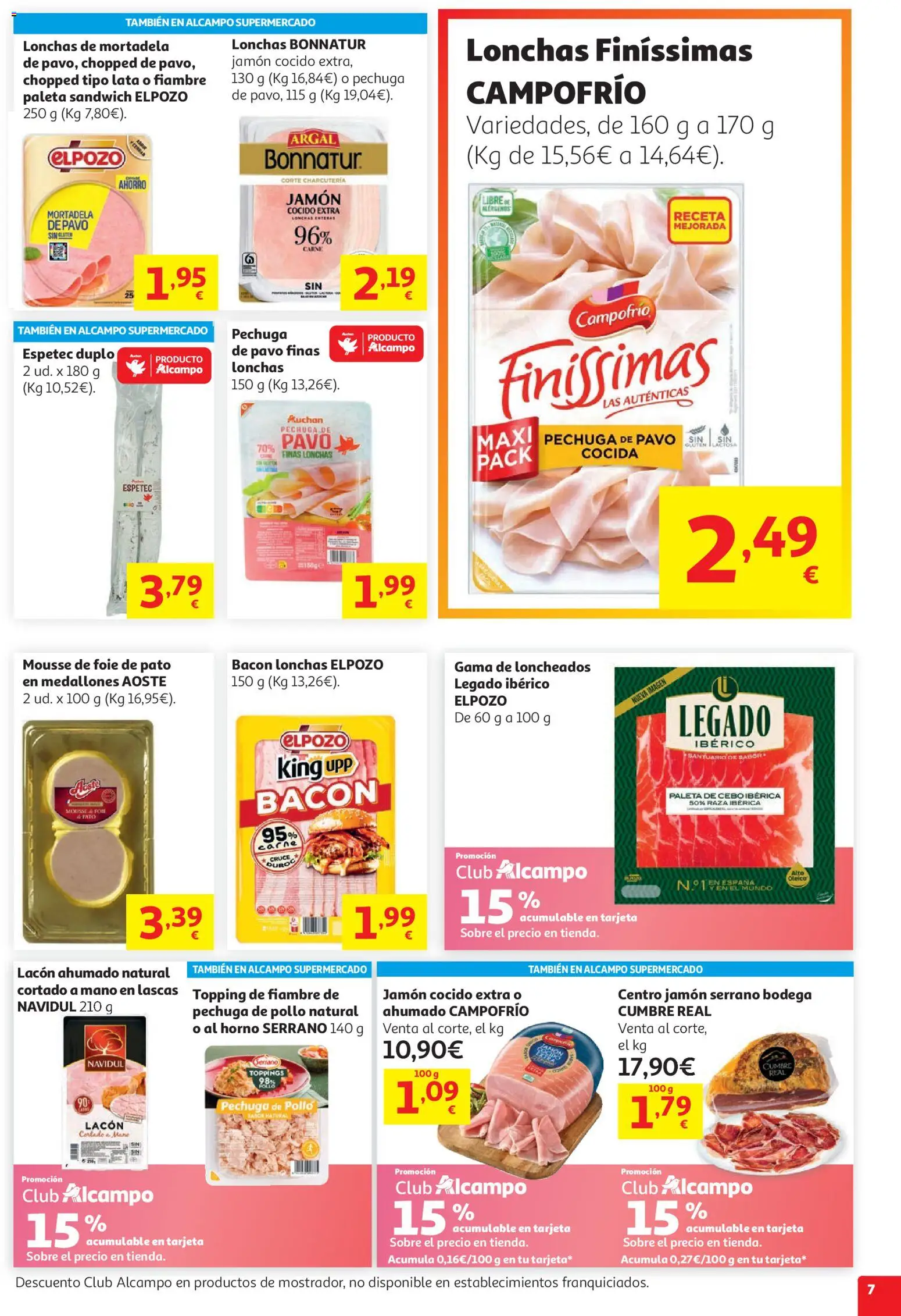 Alcampo HG Unico Mad │ válido desde el 05.05.2026 | Página: 7 | Productos: Jamón serrano, Jamón, Jamón cocido, Mortadela