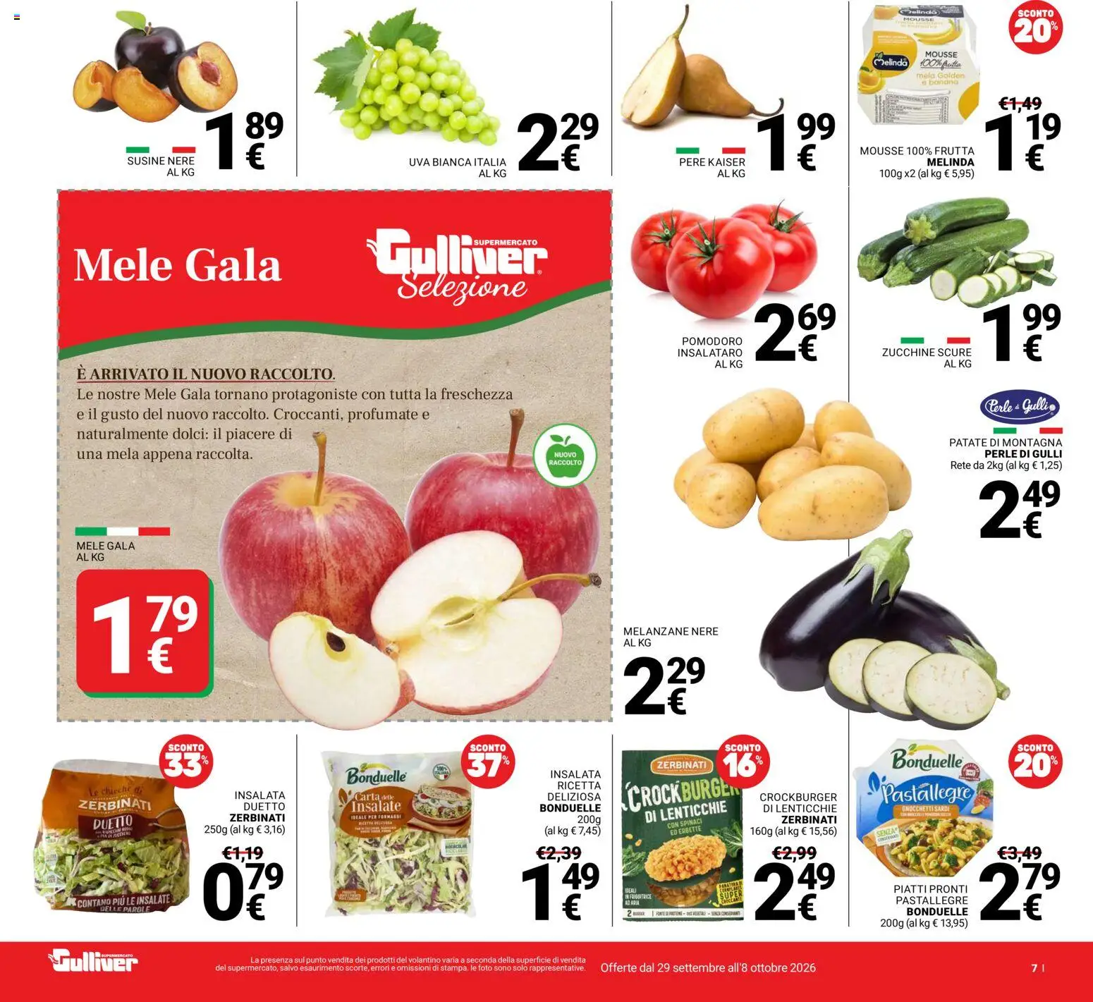 Volantino Gulliver del 29/09/2026 | Pagina: 7 | Prodotti: Piatti, Patate, Melanzane, Susine