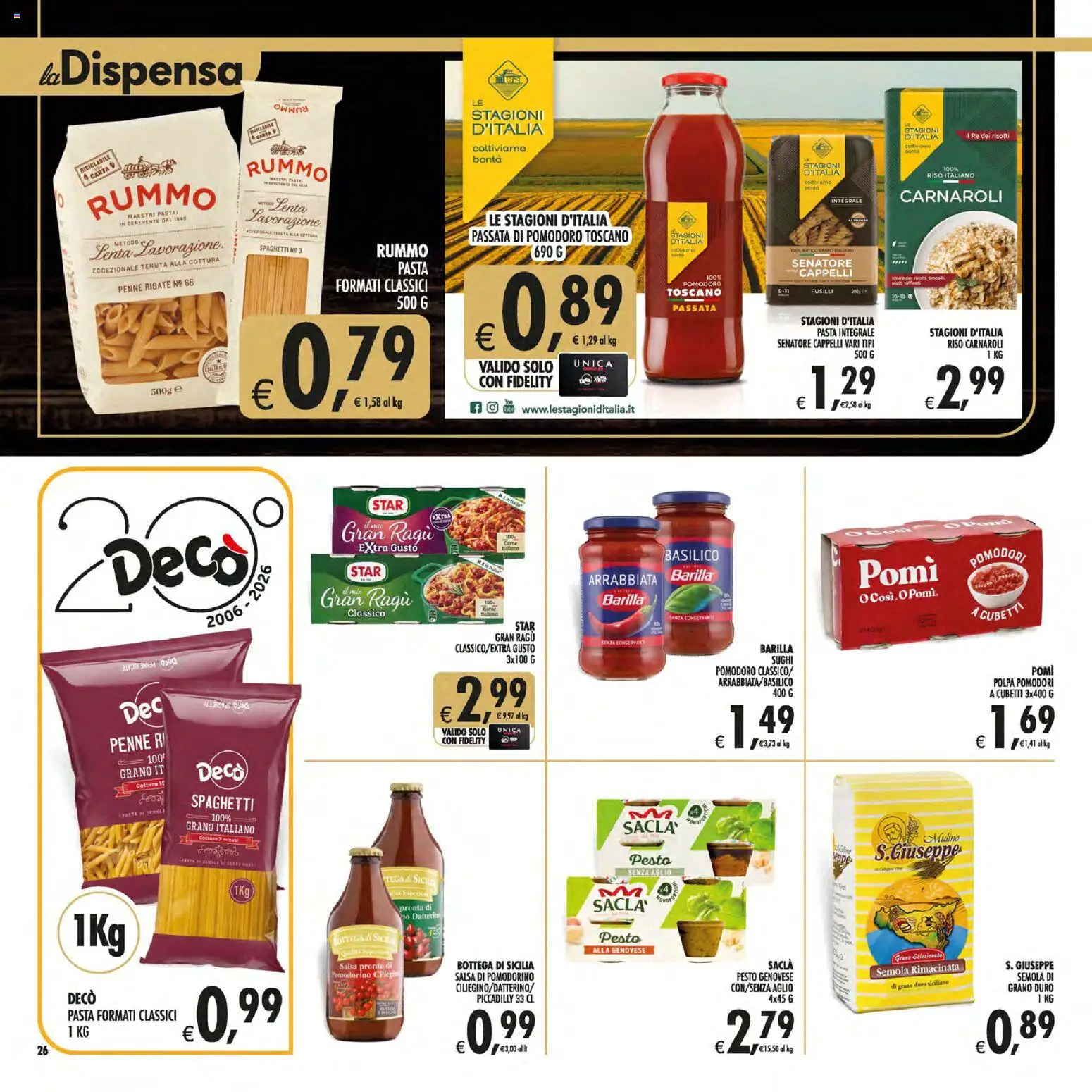 Volantino Decò del 21/08/2026 | Pagina: 26 | Prodotti: Barilla, Basilico, Penne, Spaghetti