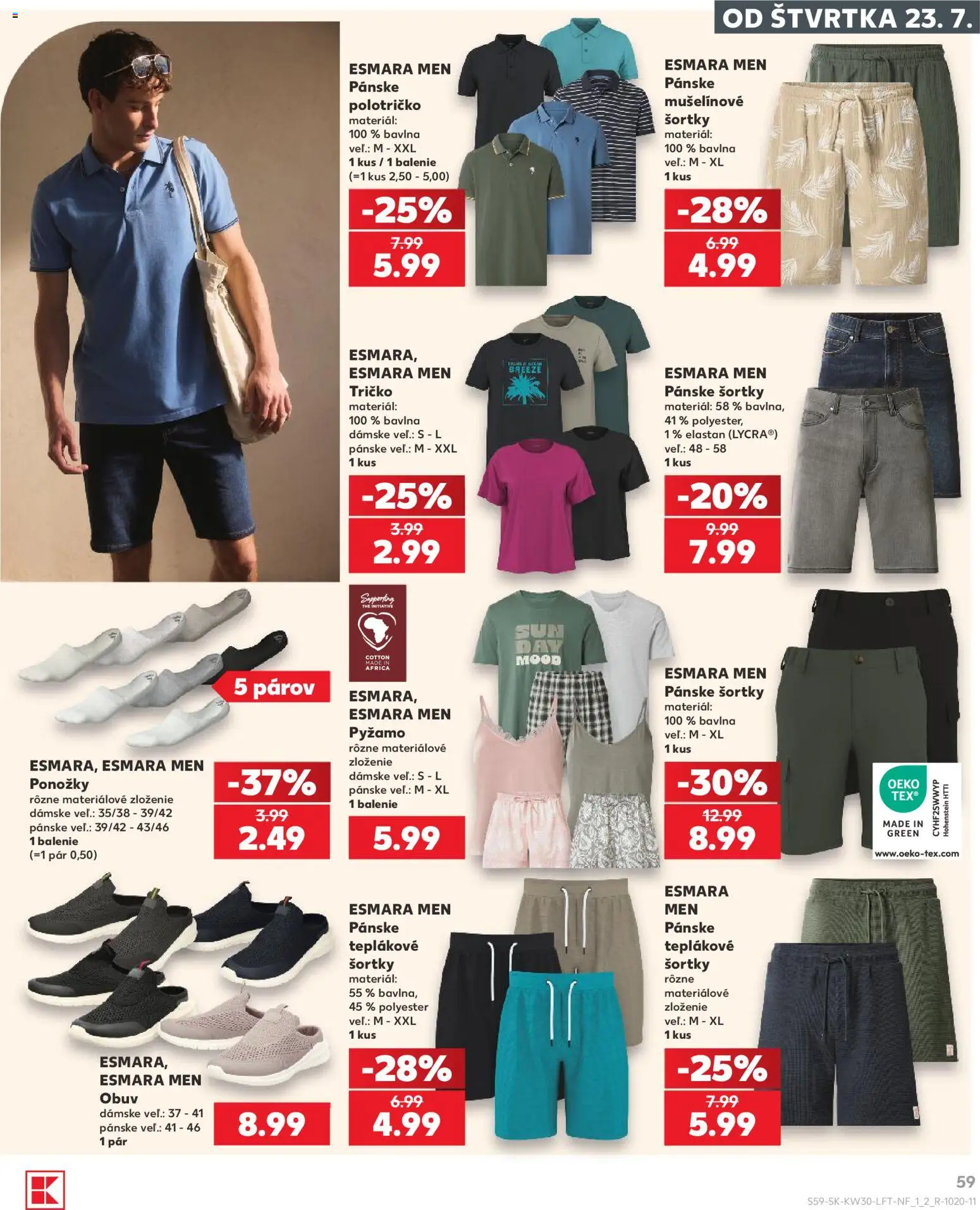 Nové Kaufland akcie – leták je platný od 23.07.2026 | Strana: 59 | Produkty: Tričko, Ponožky, Pyžamo