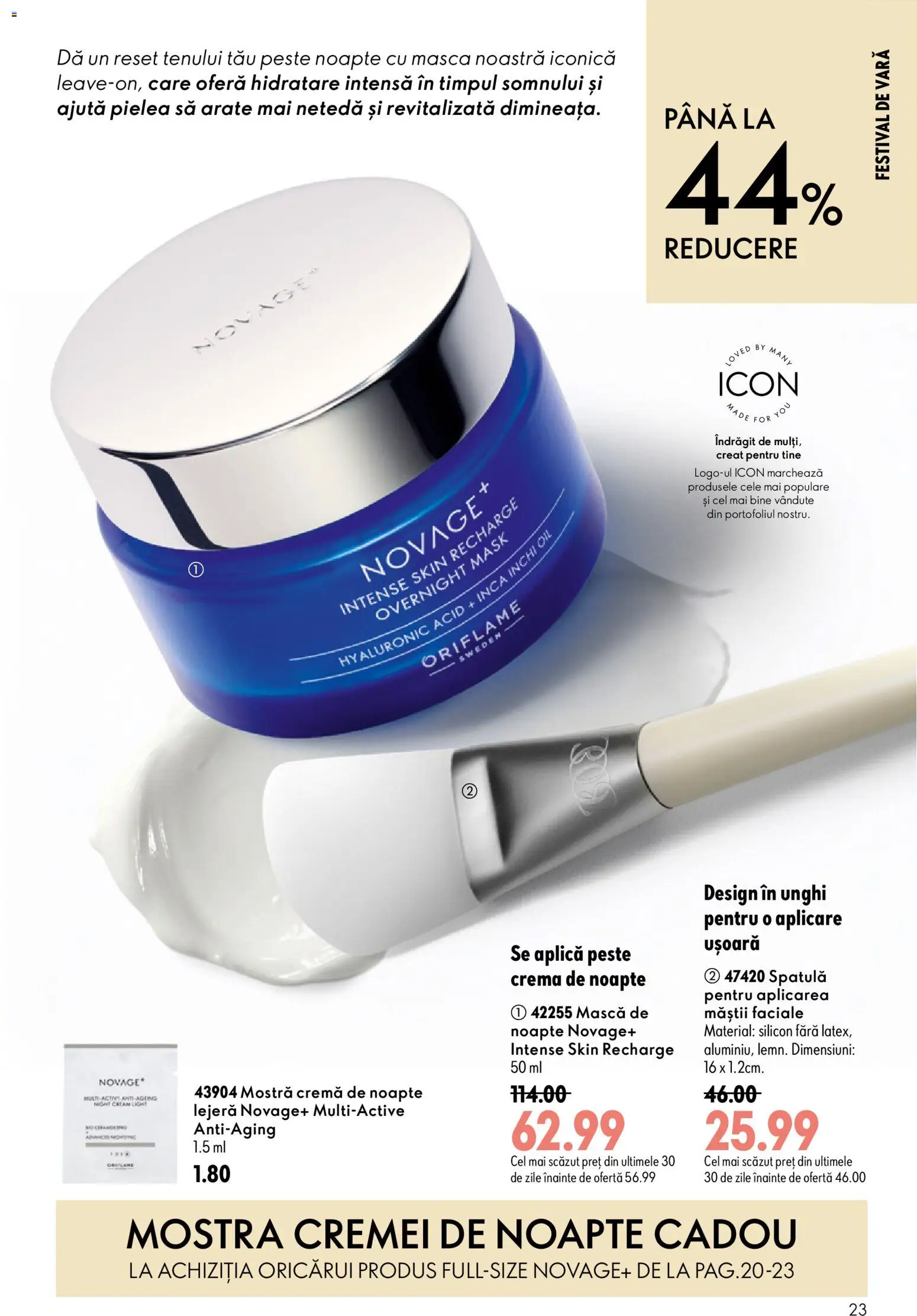 Noul catalog Oriflame – valabil de la 08.07.2026 | Pagină: 23 | Produse: Cremă de noapte, Cremă, Pește