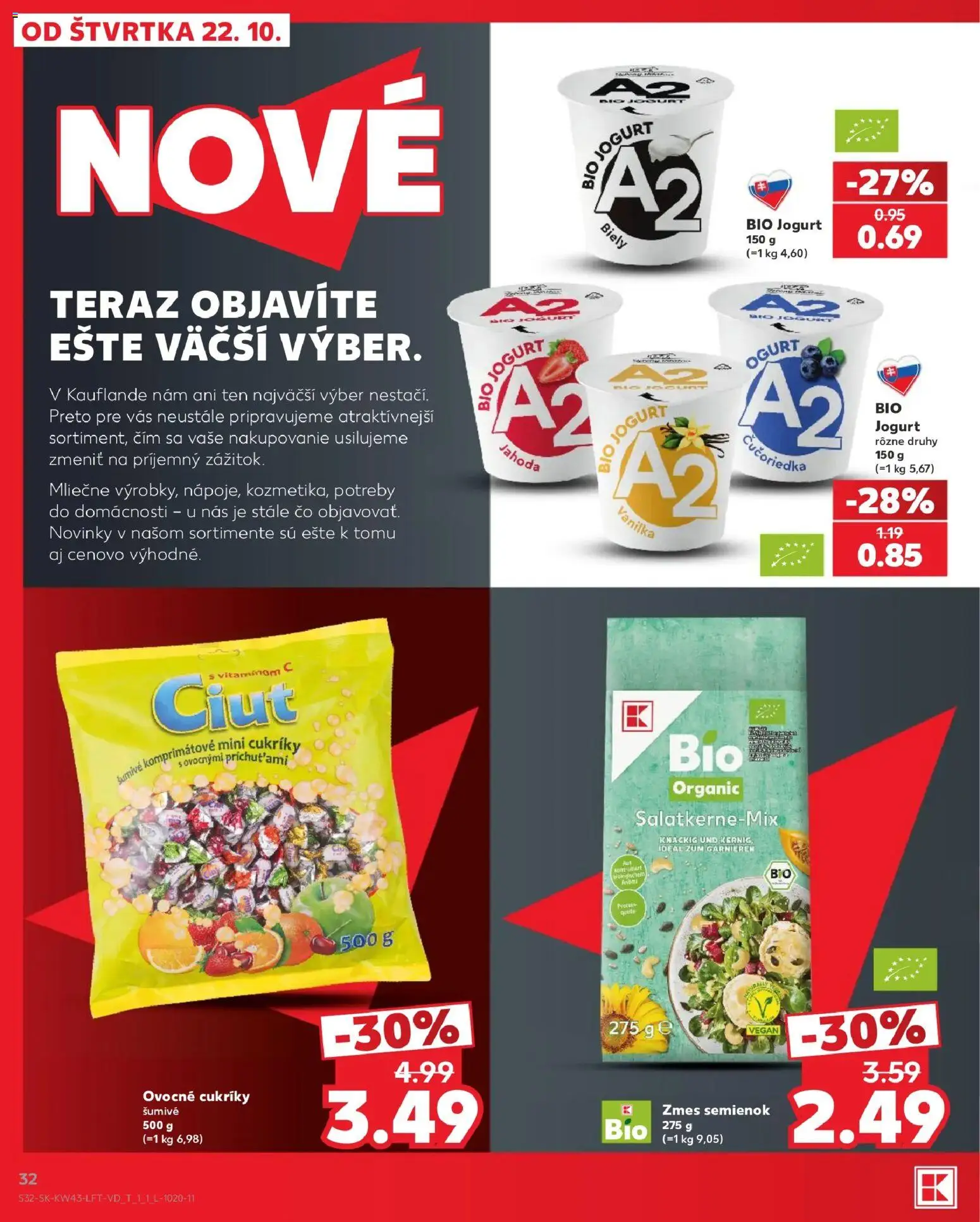 Nové Kaufland akcie – leták je platný od 22.10.2026 | Strana: 32 | Produkty: Jogurt, Cukríky, Vanilka