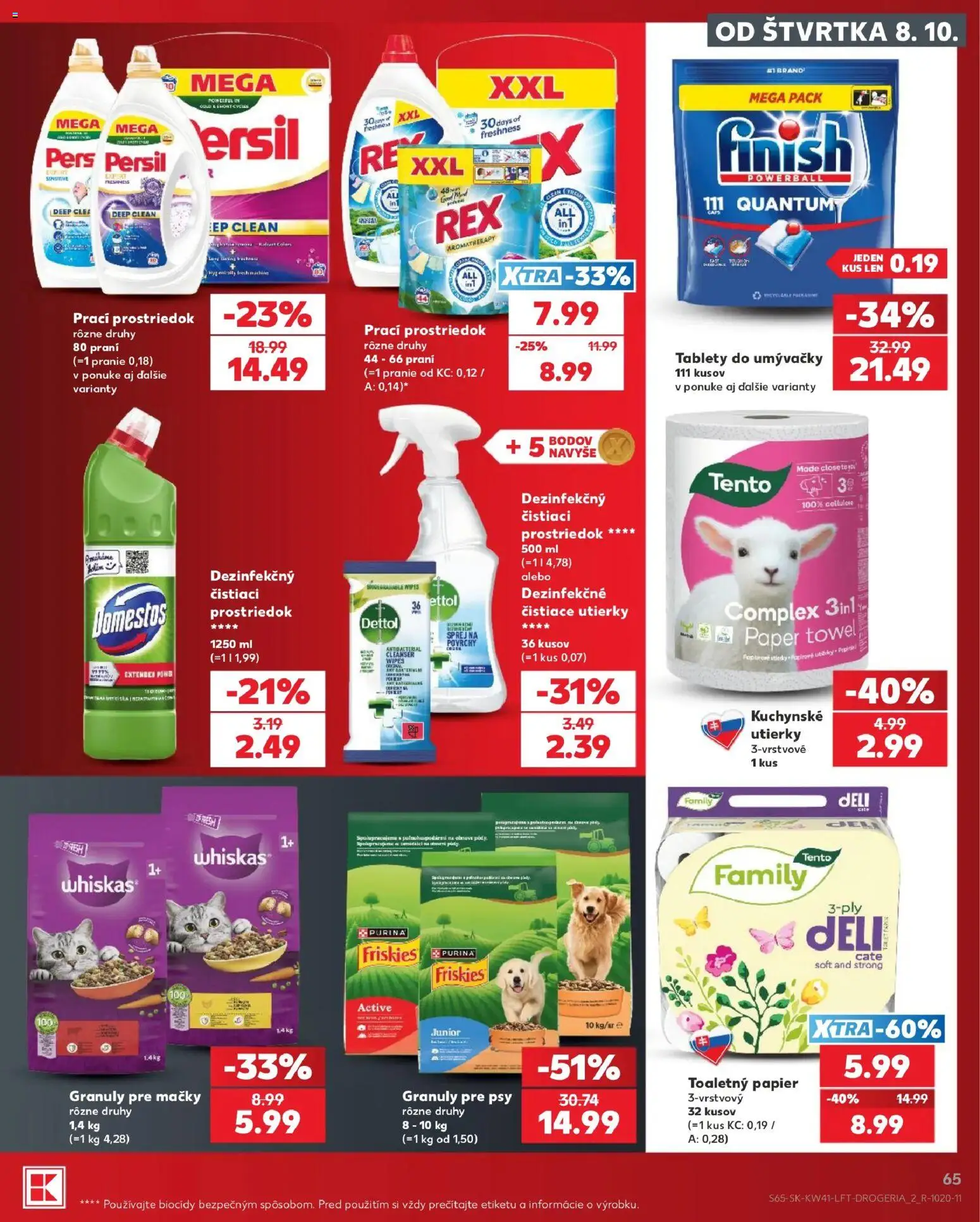 Kaufland SK akciós ujság - amely érvényes a következő dátumtól: 2026.10.08. | Oldal: 65 | Termékek: Persil, Whiskas, Dettol, Purina