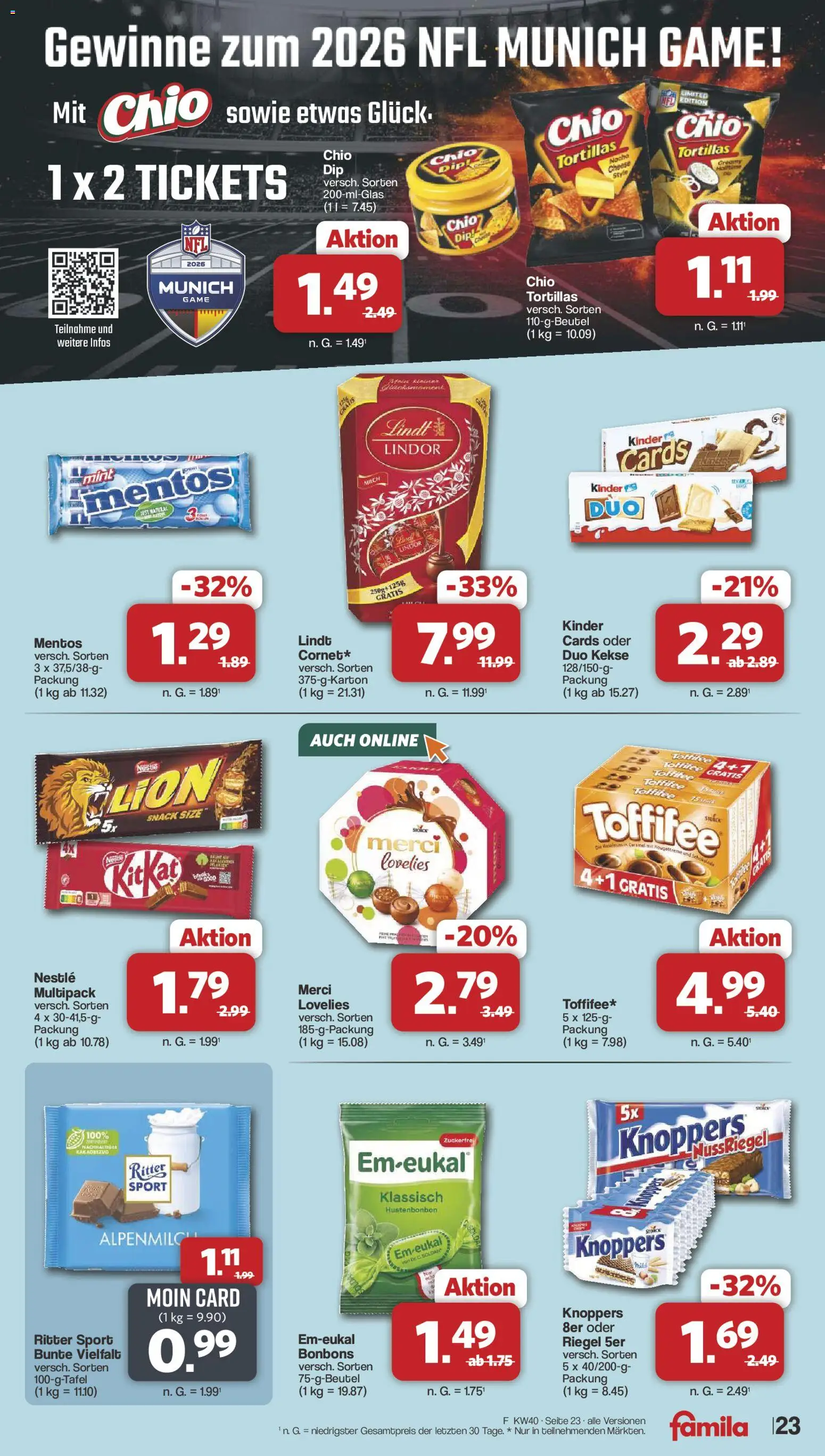 Famila Nordwest Prospekt – gültig ab 28.09.2026 | Seite: 23 | Produkte: Merci, Milch, Ritter sport, Kekse