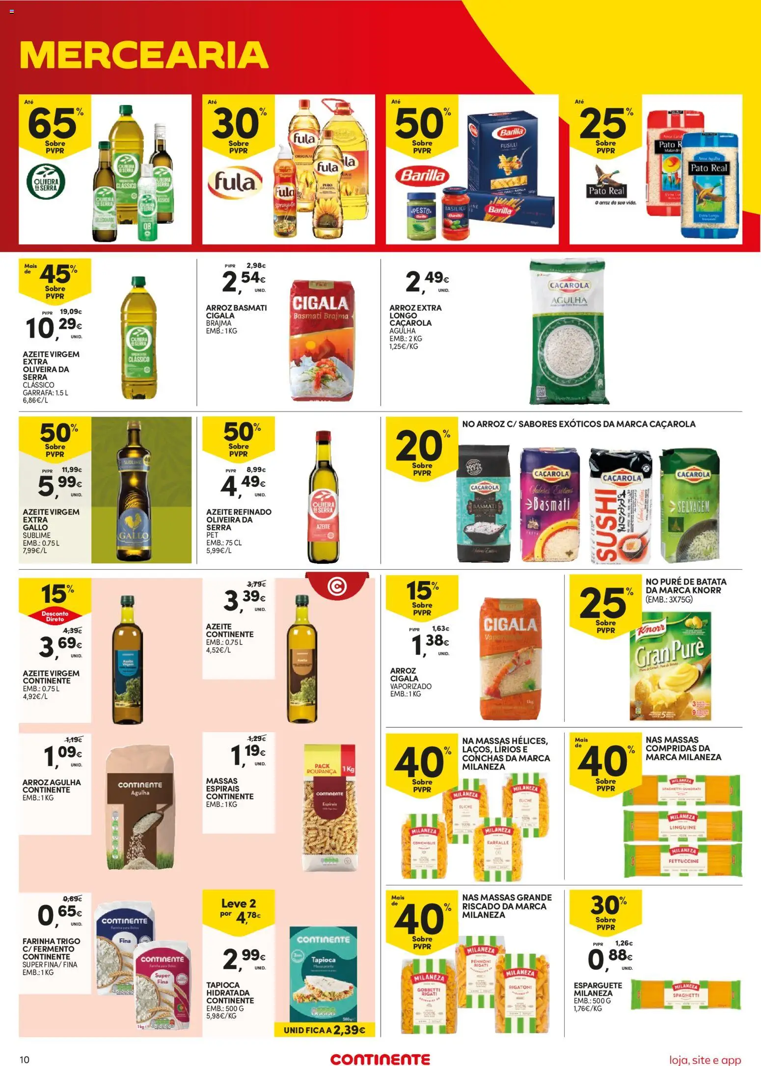 Continente Semanal Continente Bom Dia │ válido de 16.06.2026 | Página: 10 | Produtos: Esparguete, Azeite, Tapioca, Arroz