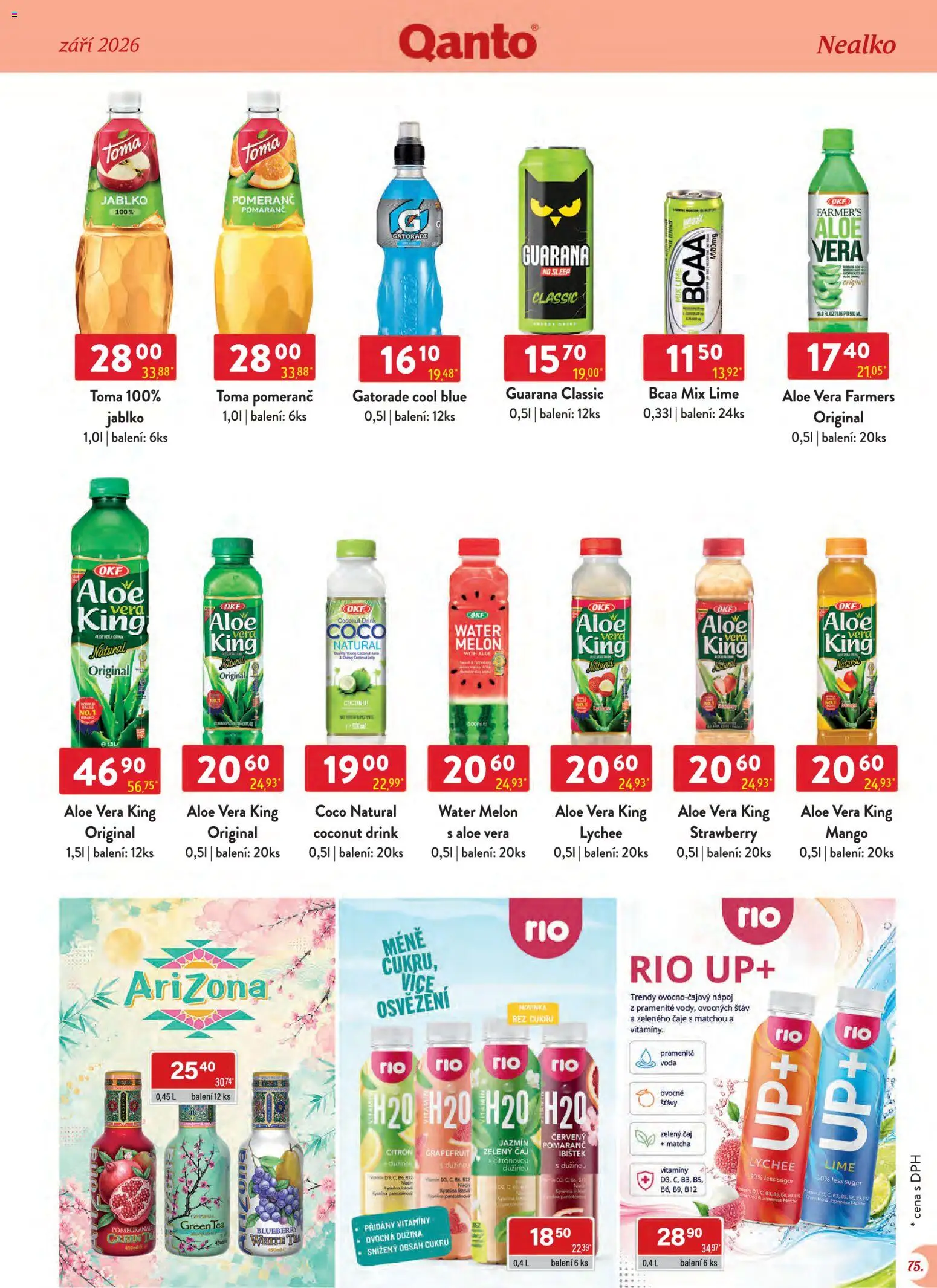 Astur & Qanto leták - Velkoobchod 09/2026 od 01.09.2026 | Strana: 75 | Produkty: Voda, Čaj, BCAA, Aloe vera
