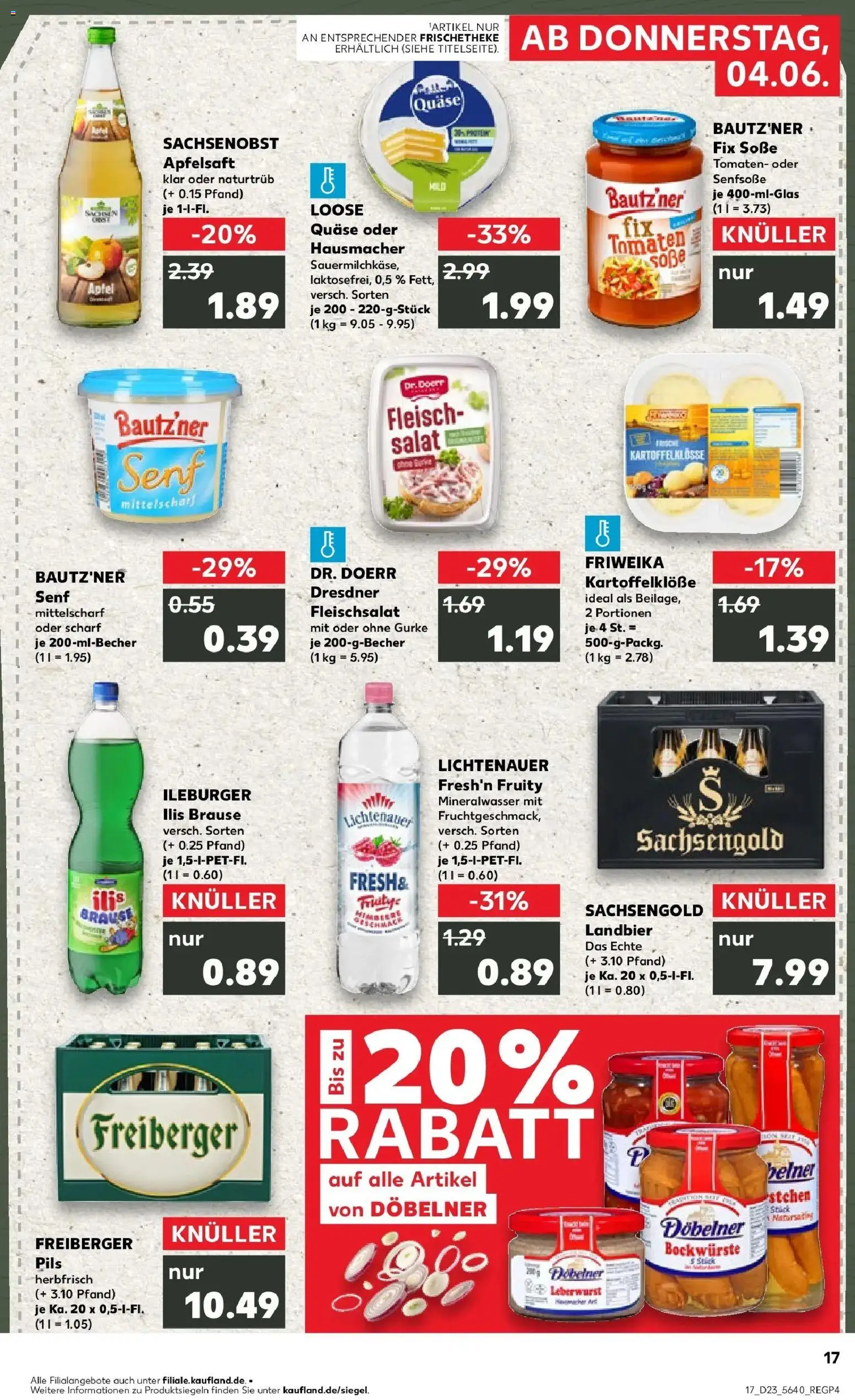 Kaufland Prospekt Delitzsch – gültig ab 04.06.2026 | Seite: 17 | Produkte: Äpfel, Tomaten, Mineralwasser, Soße