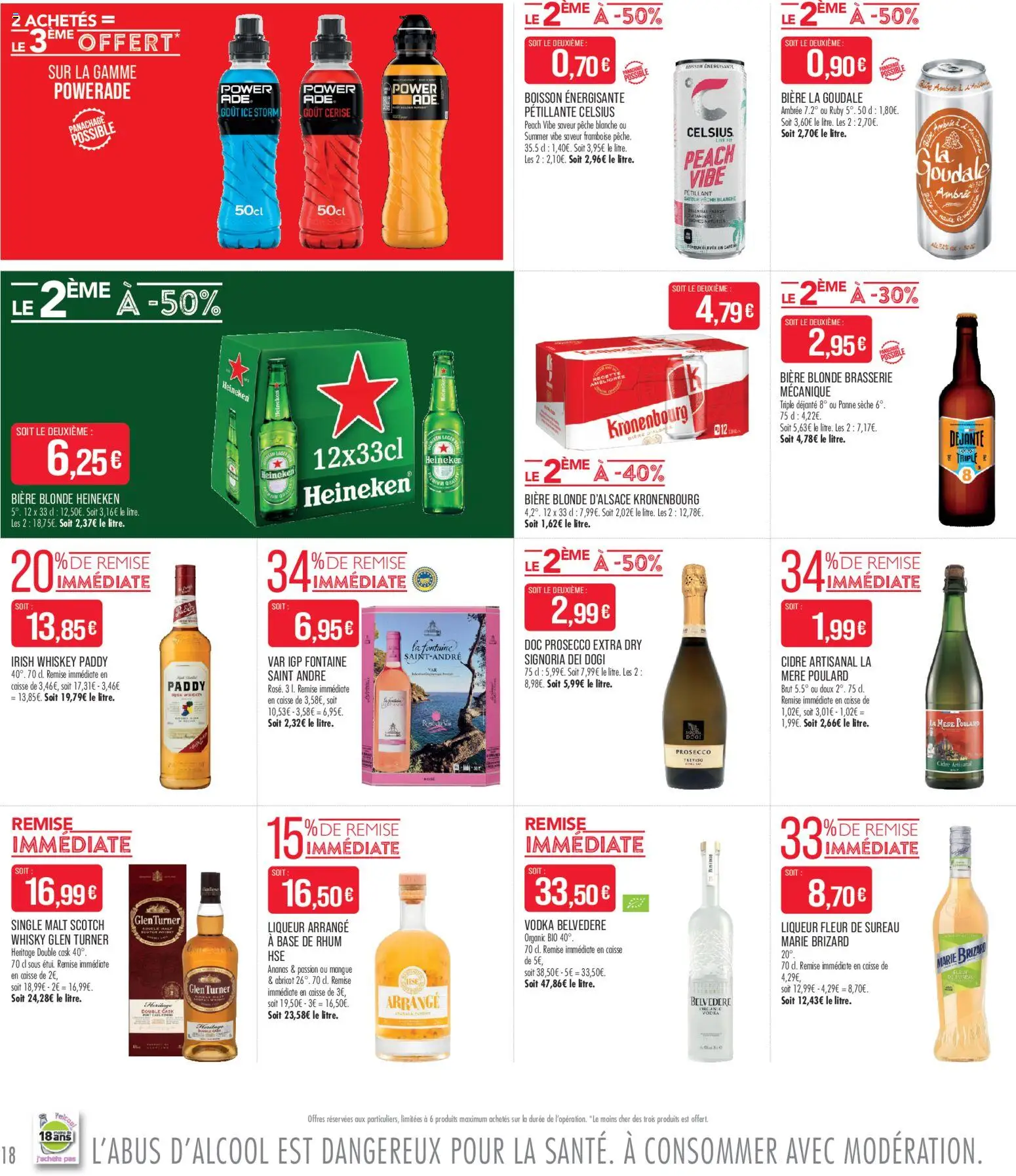 {H1} | Page: 18 | Produits: Whisky, Goudale, Boisson énergisante, Heineken