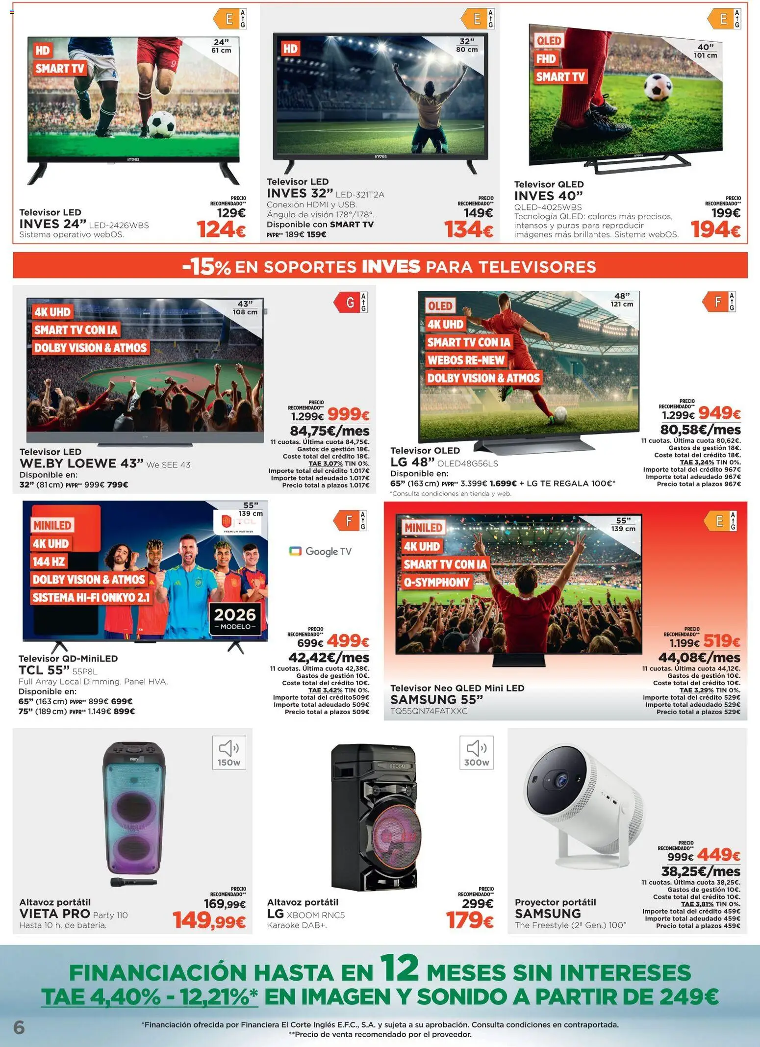 El Corte Inglés ofertas Haier │ válido desde el 15/07/2026 | Página: 6 | Productos: Té, Televisor, Altavoz
