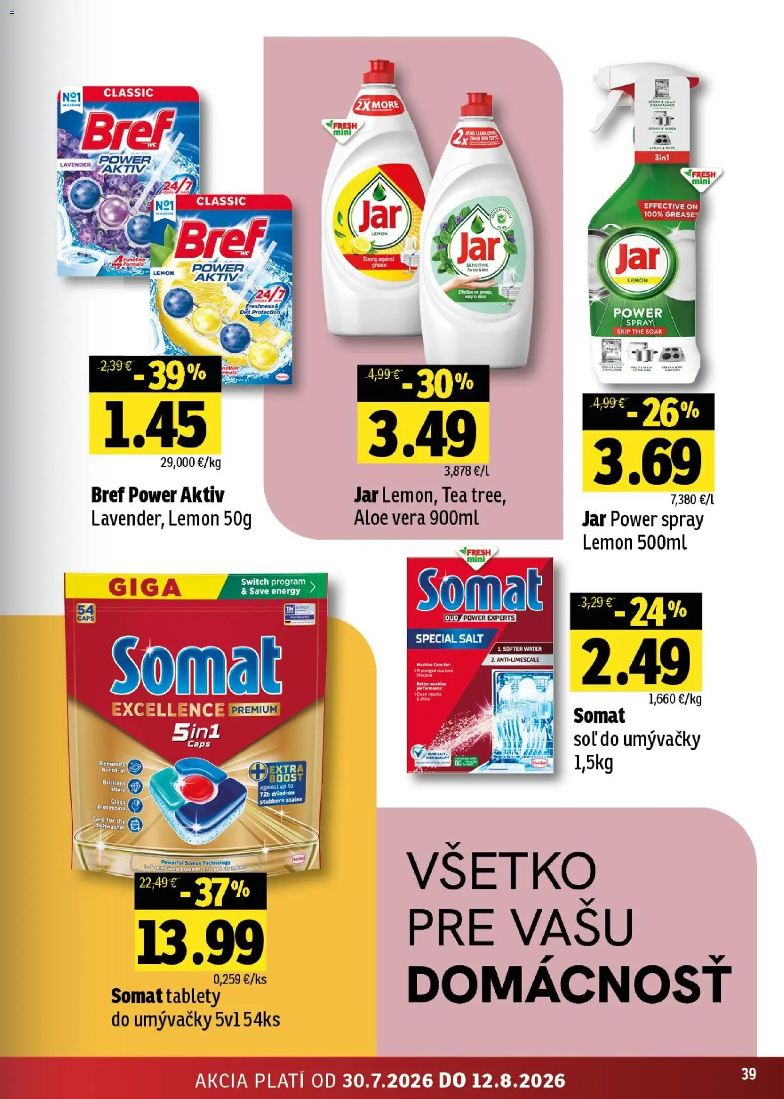 Nové Fresh akcie – leták je platný od 30.07.2026 | Strana: 39 | Produkty: Soľ, Jar