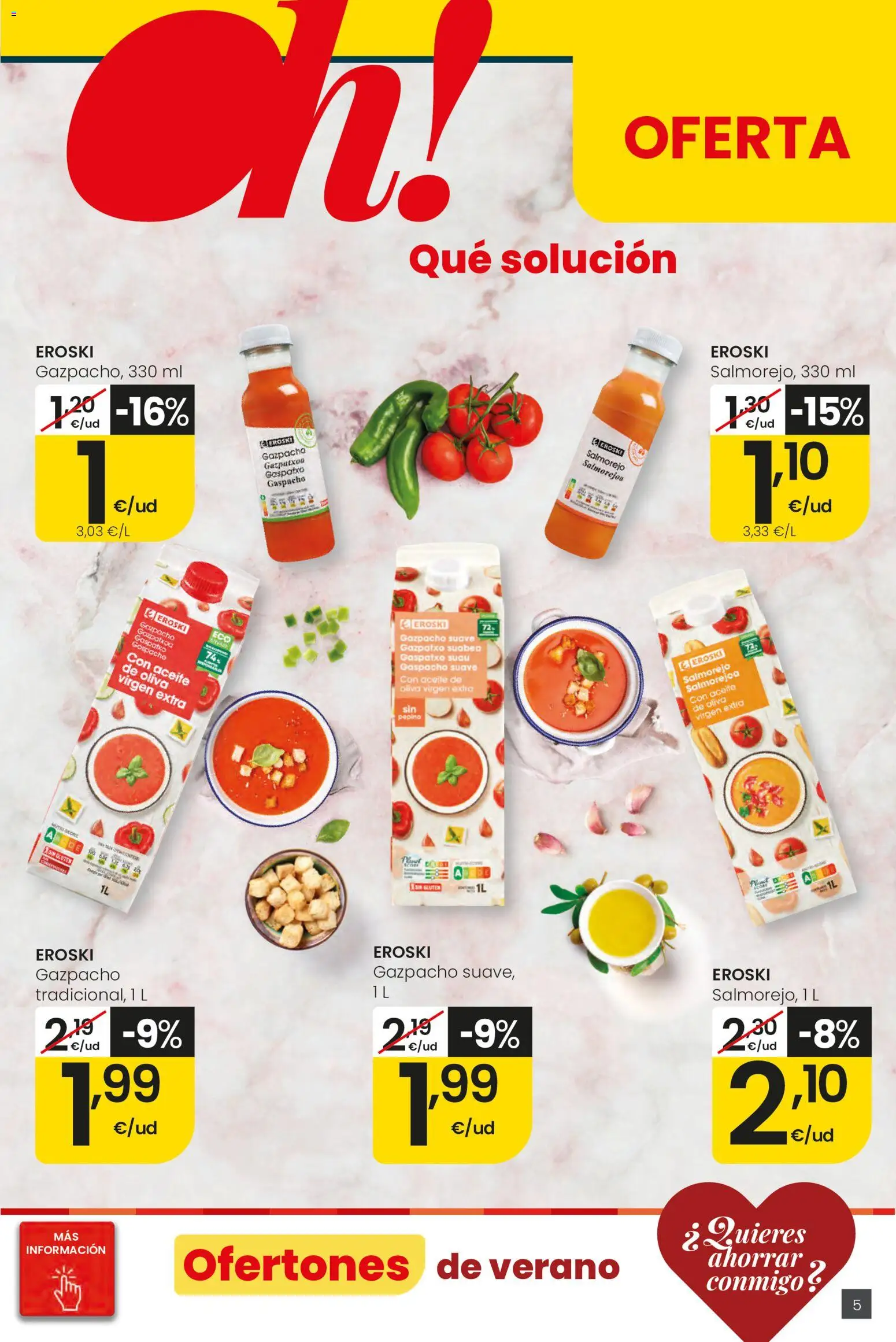 Eroski Ofertones de verano Center │ válido desde el 11.06.2026 | Página: 5 | Productos: Στιγμιαίος καφές, Aceite, Aceite de oliva, Aceite de oliva virgen extra