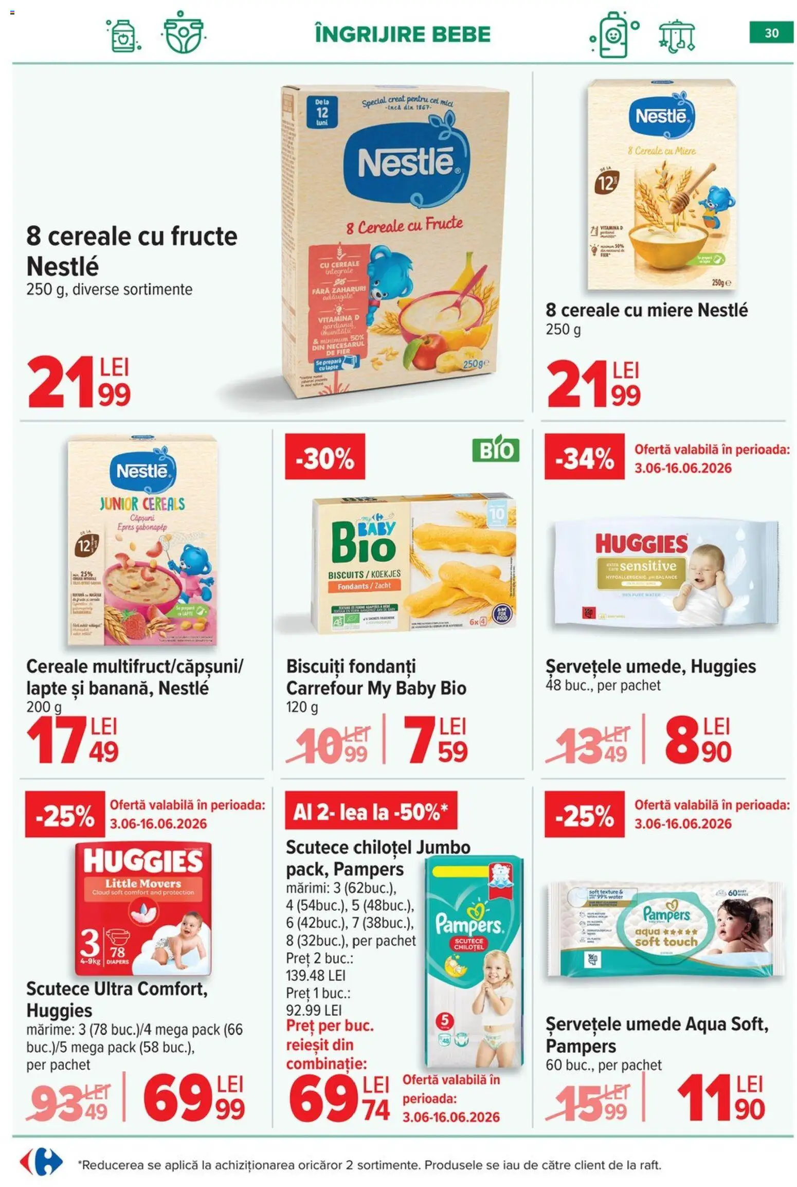 Noul catalog Carrefour – valabil de la 10.06.2026 | Pagină: 30 | Produse: Şerit ödül, Pepino, Lapte, Scutece
