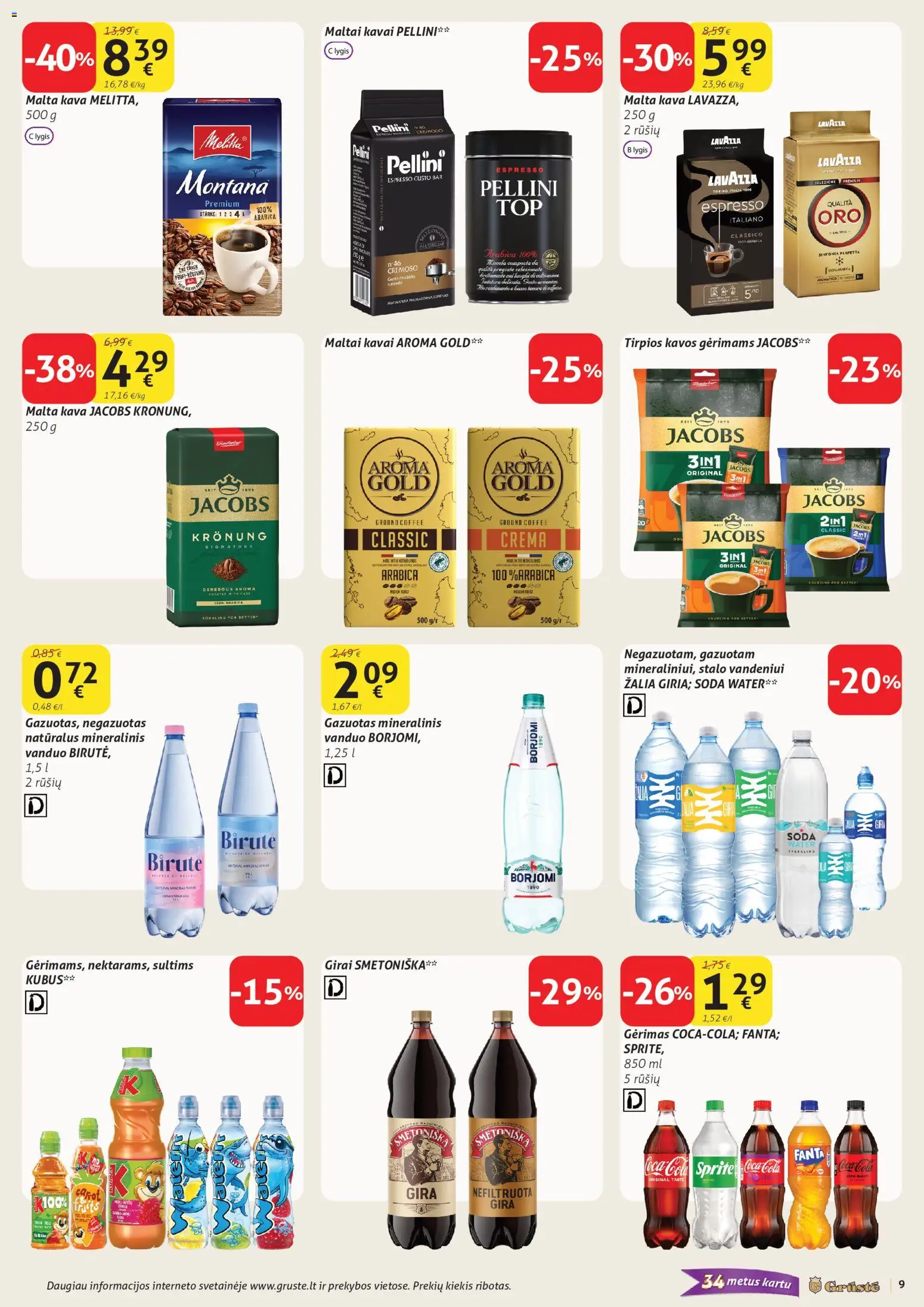 GRUSTE akcijos nuo 2026.10.01 | Puslapis: 9 | Prekių: Vanduo, Kava, Mineralinis vanduo