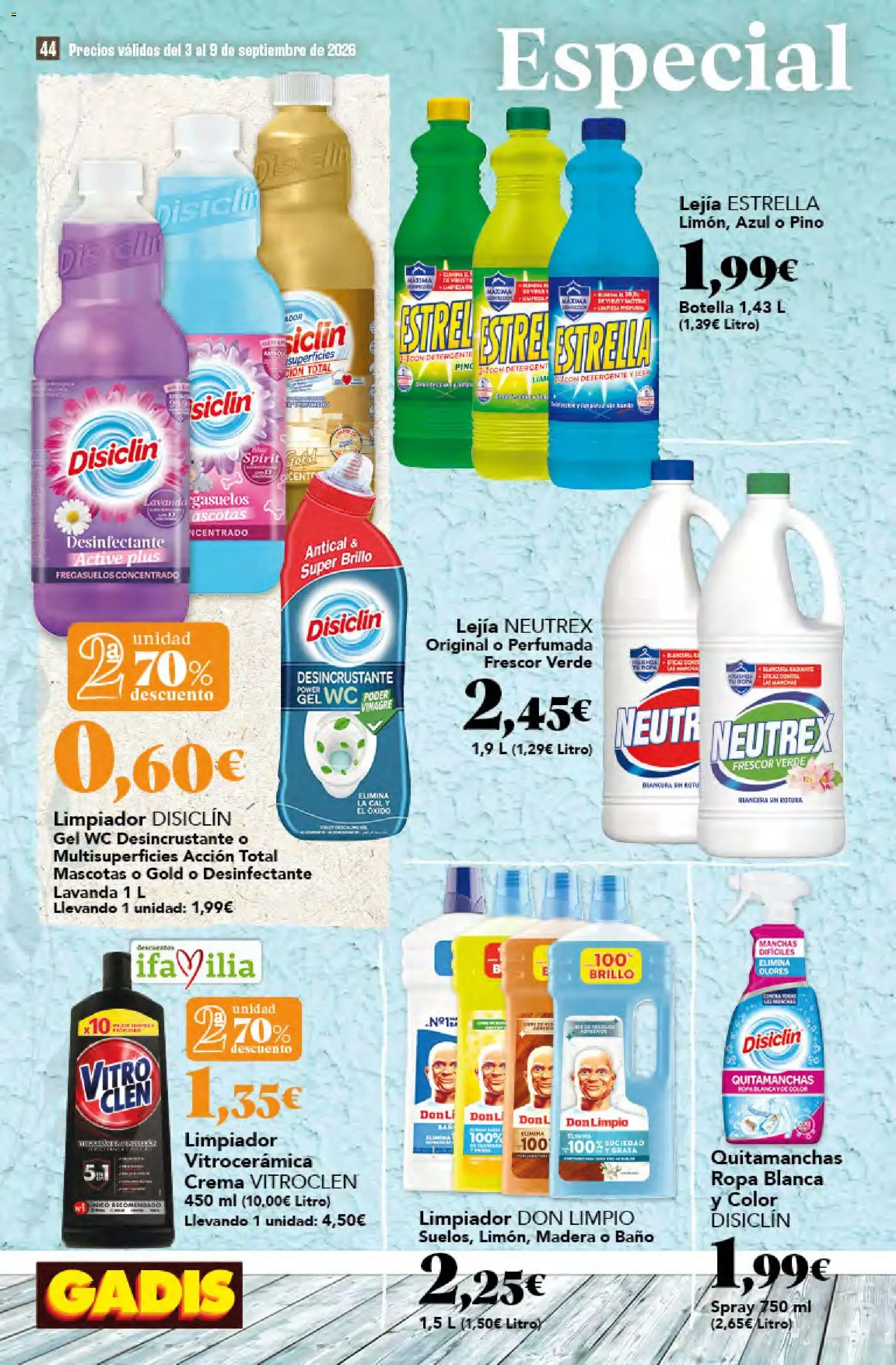 Gadis folleto │ válido desde el 03/09/2026 | Página: 44 | Productos: Quitamanchas, Detergente, Crema, Ropa