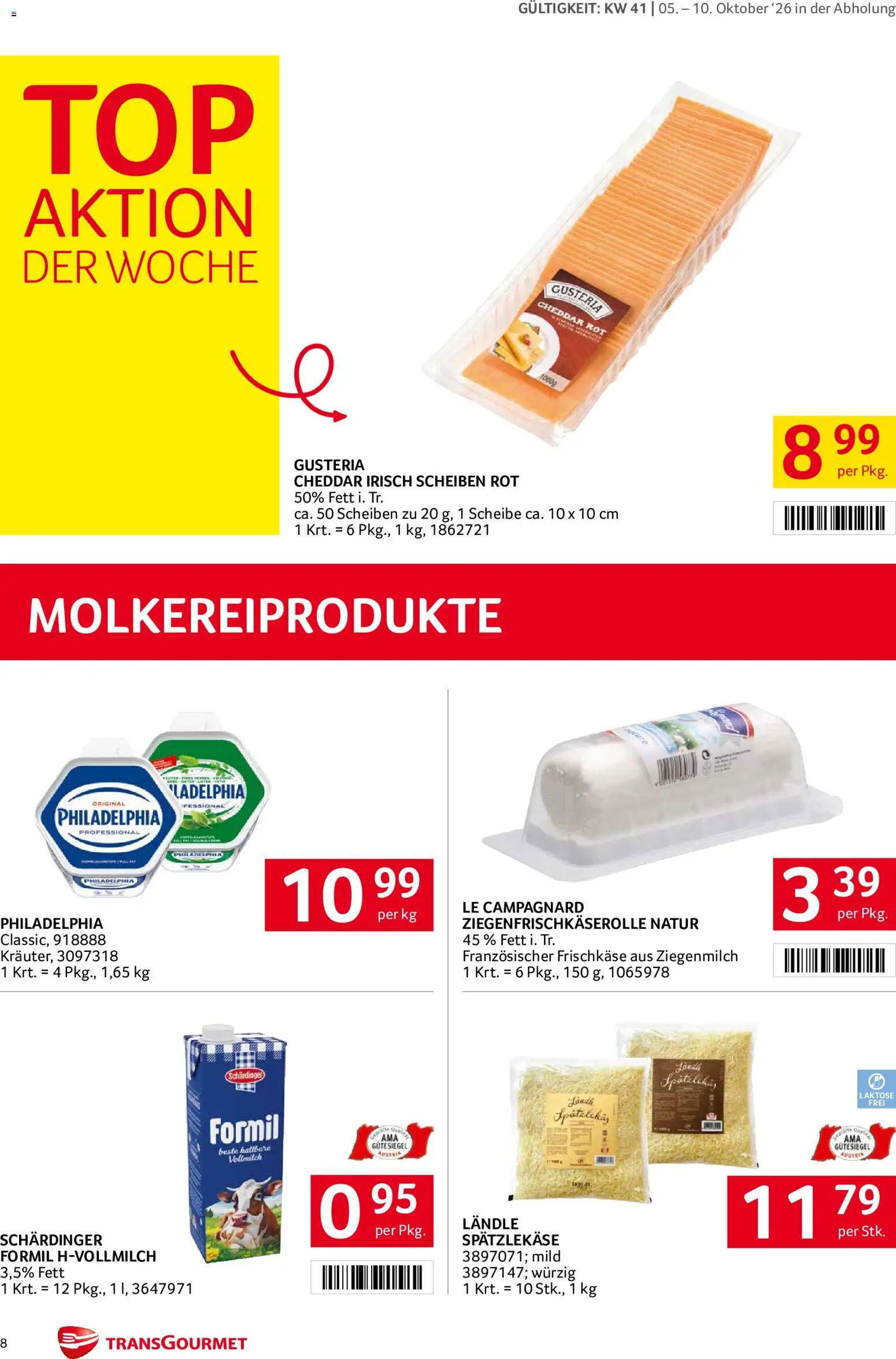 Transgourmet Flugblatt gültig ab 05.10.2026 | Seite: 8 | Produkte: Vollmilch