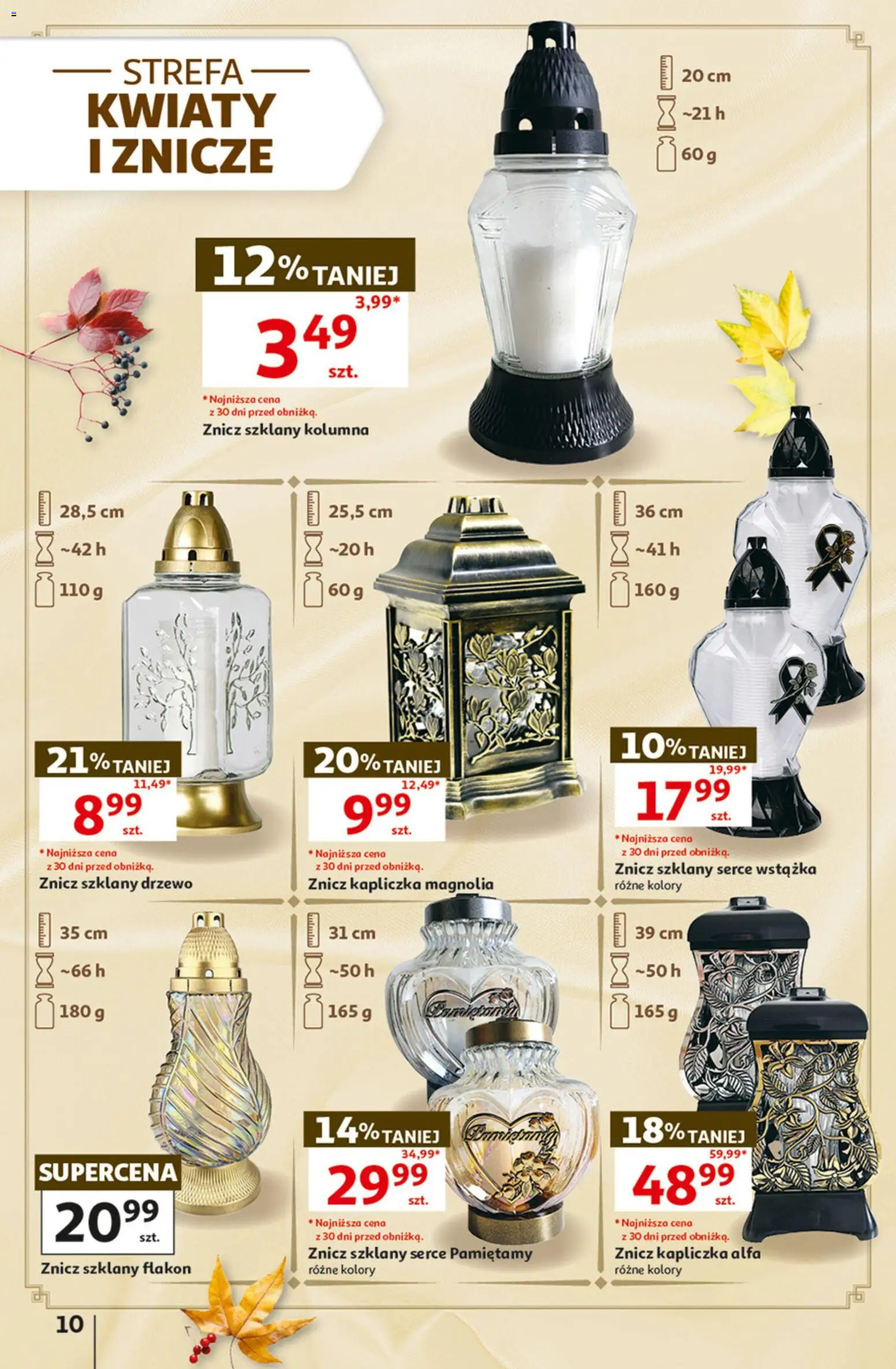 Auchan gazetka - Hipermarket od 08.10.2026 | Strona: 10 | Produkty: Znicz kapliczka, Znicze, Kwiaty