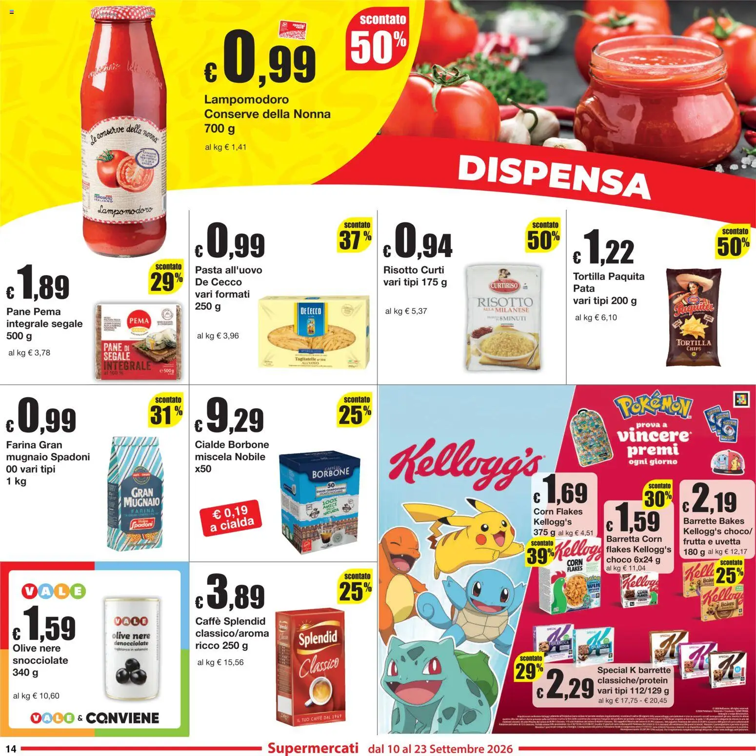 Volantino Sì con Te del 10/09/2026 | Pagina: 14 | Prodotti: Pane, Pomodoro, Farina, Cialde borbone