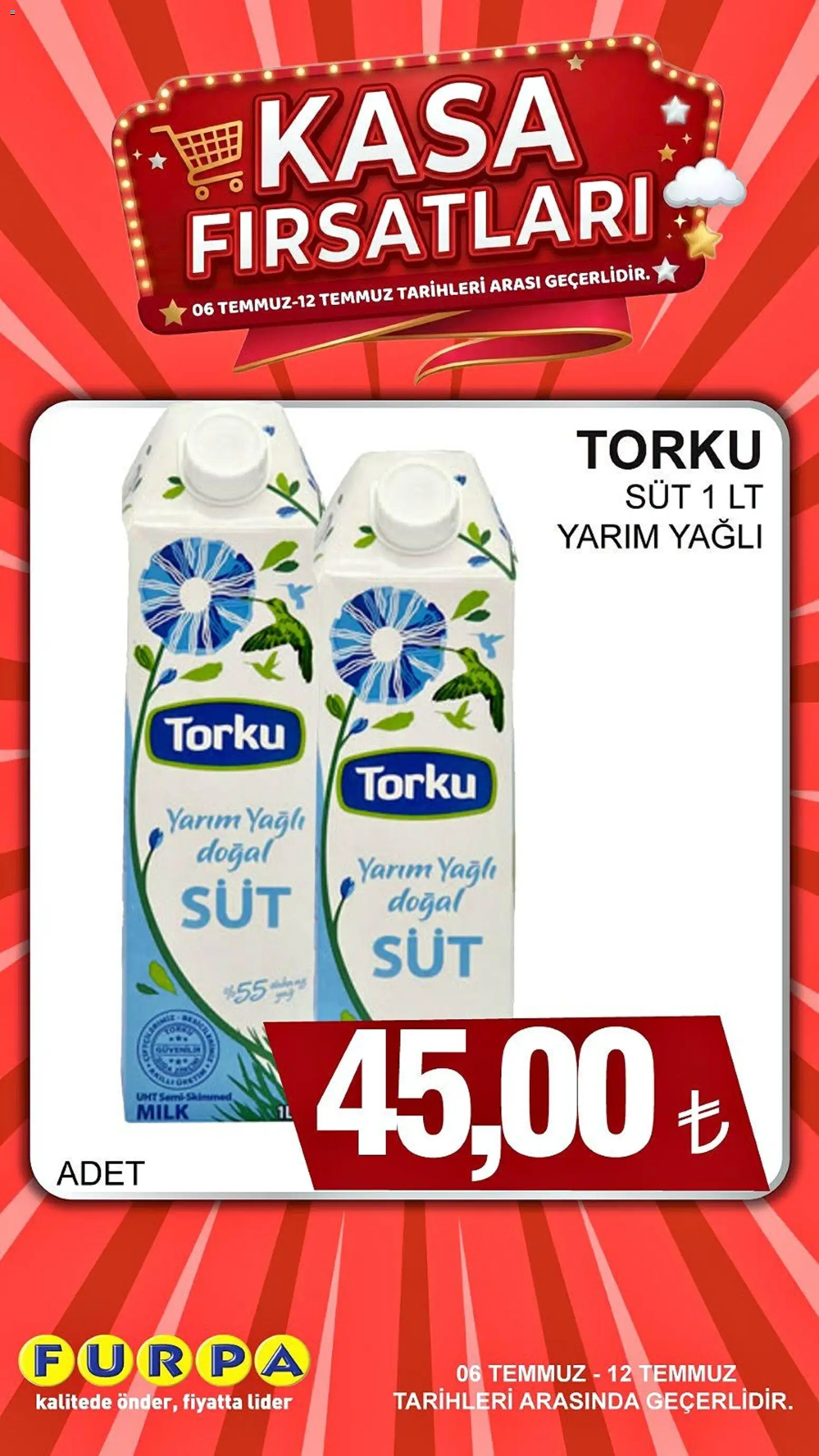 Furpa - Kasa Fırsatları - 06 Temmuz 2026 tarihinden itibaren geçerlidir | Sayfa: 1 | Ürünler: Süt, Kasa