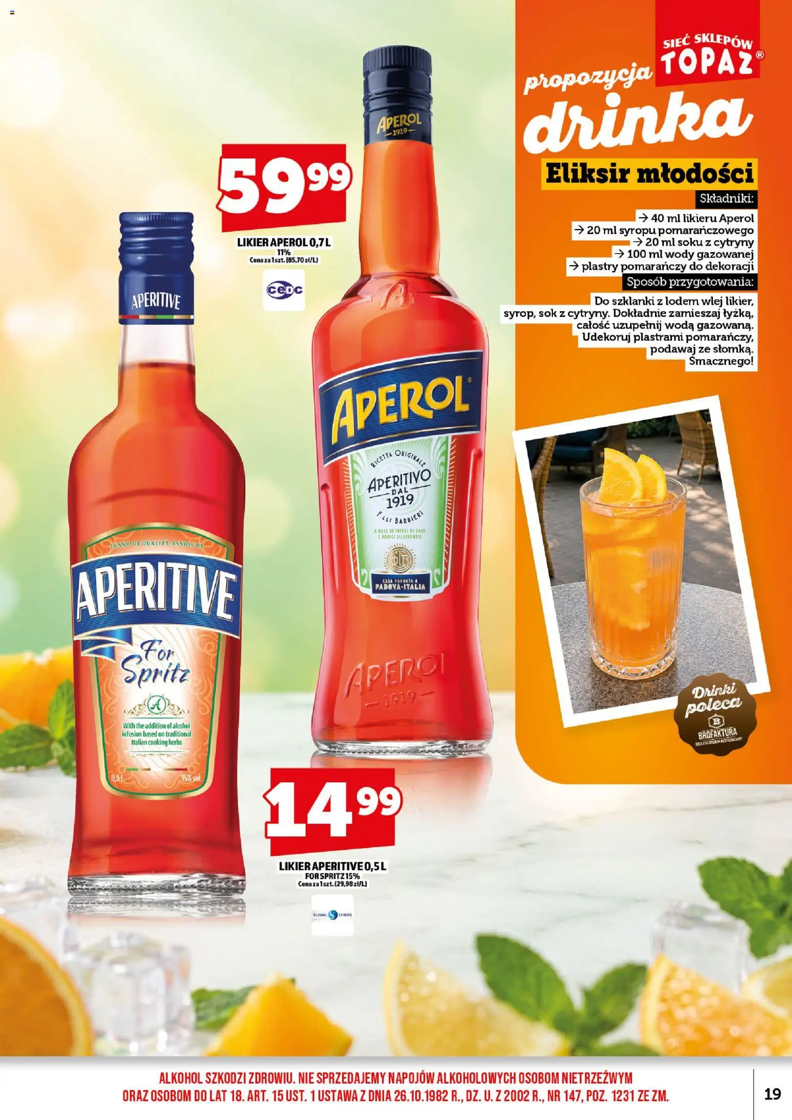 Topaz gazetka alkoholowa od 01.09.2026 | Strona: 21 | Produkty: Cytryny, Szklanki, Alkohol, Woda